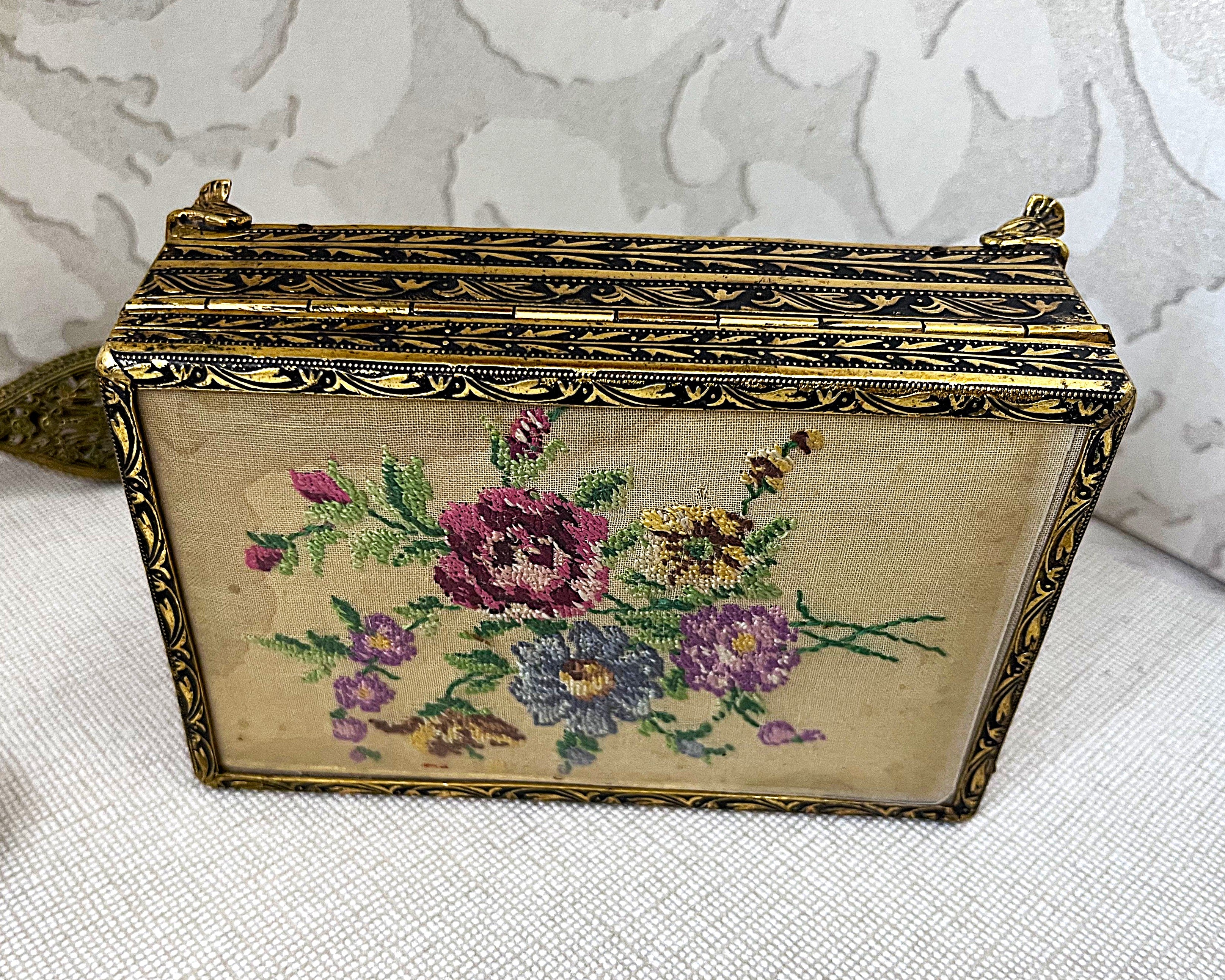 Dressing Table Vanity: British 1950's Petit Point Boudoir