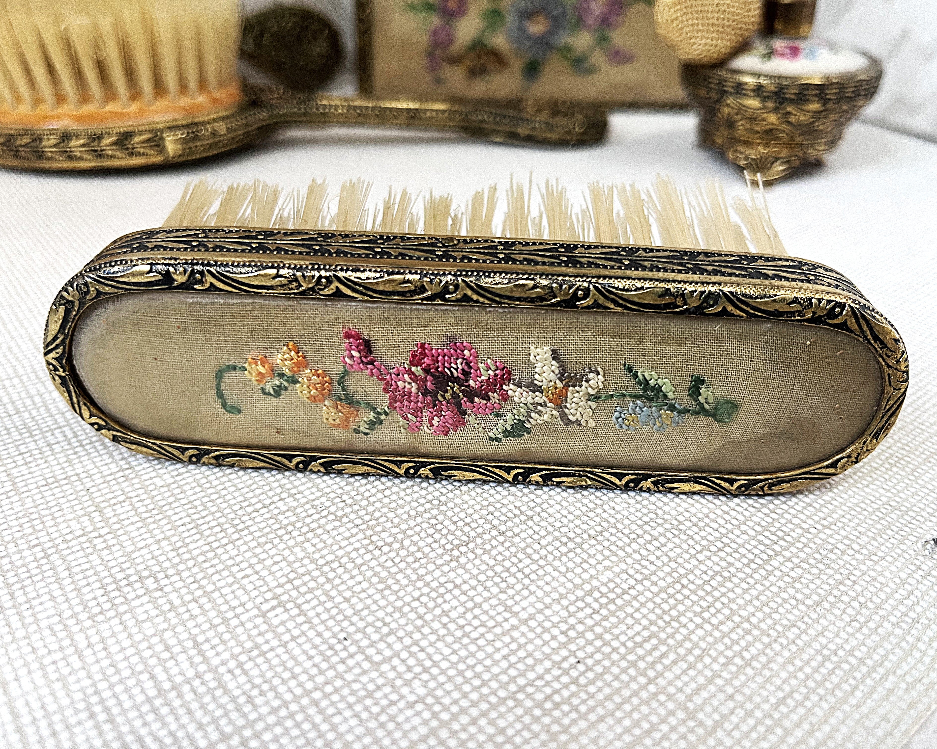Dressing Table Vanity: British 1950's Petit Point Boudoir