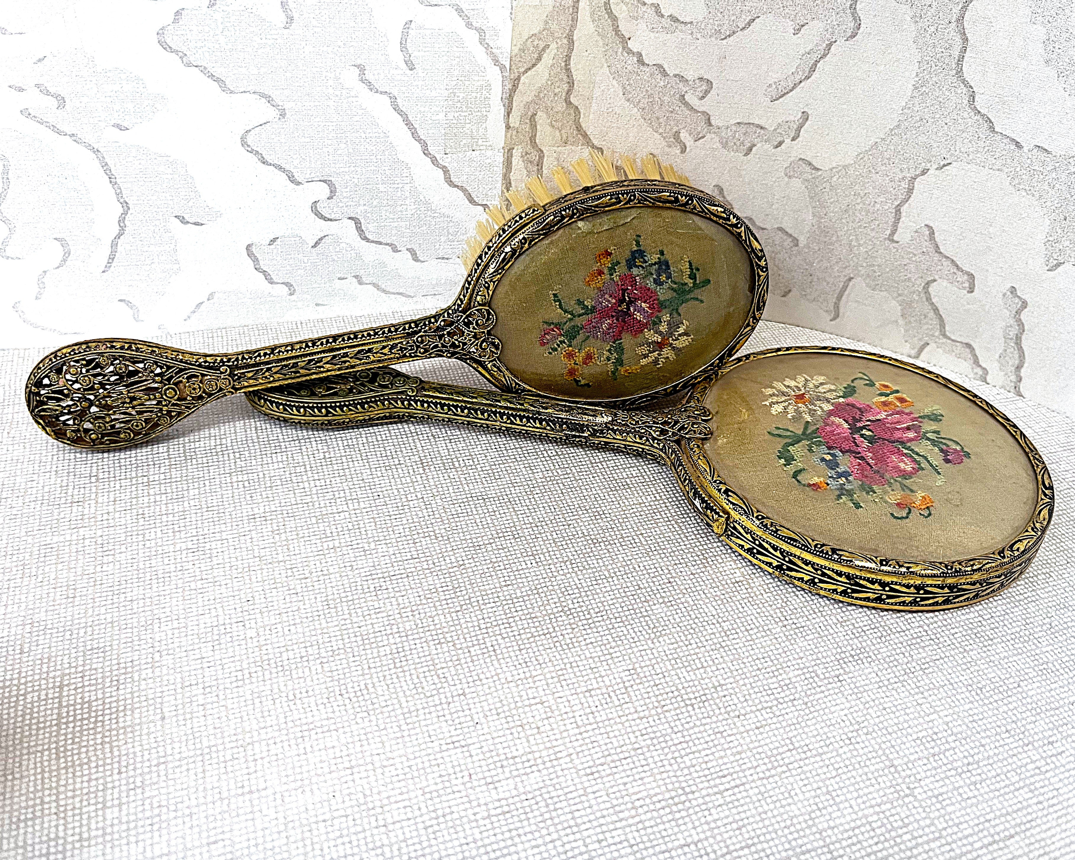 Dressing Table Vanity: British 1950's Petit Point Boudoir
