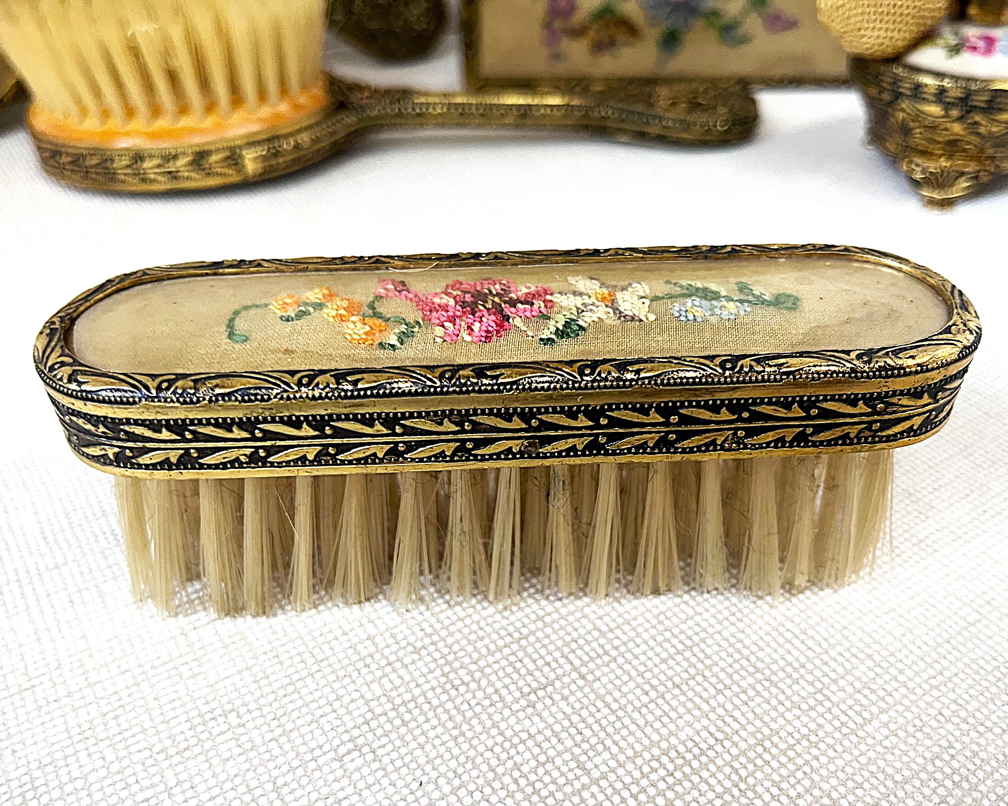 Dressing Table Vanity: British 1950's Petit Point Boudoir