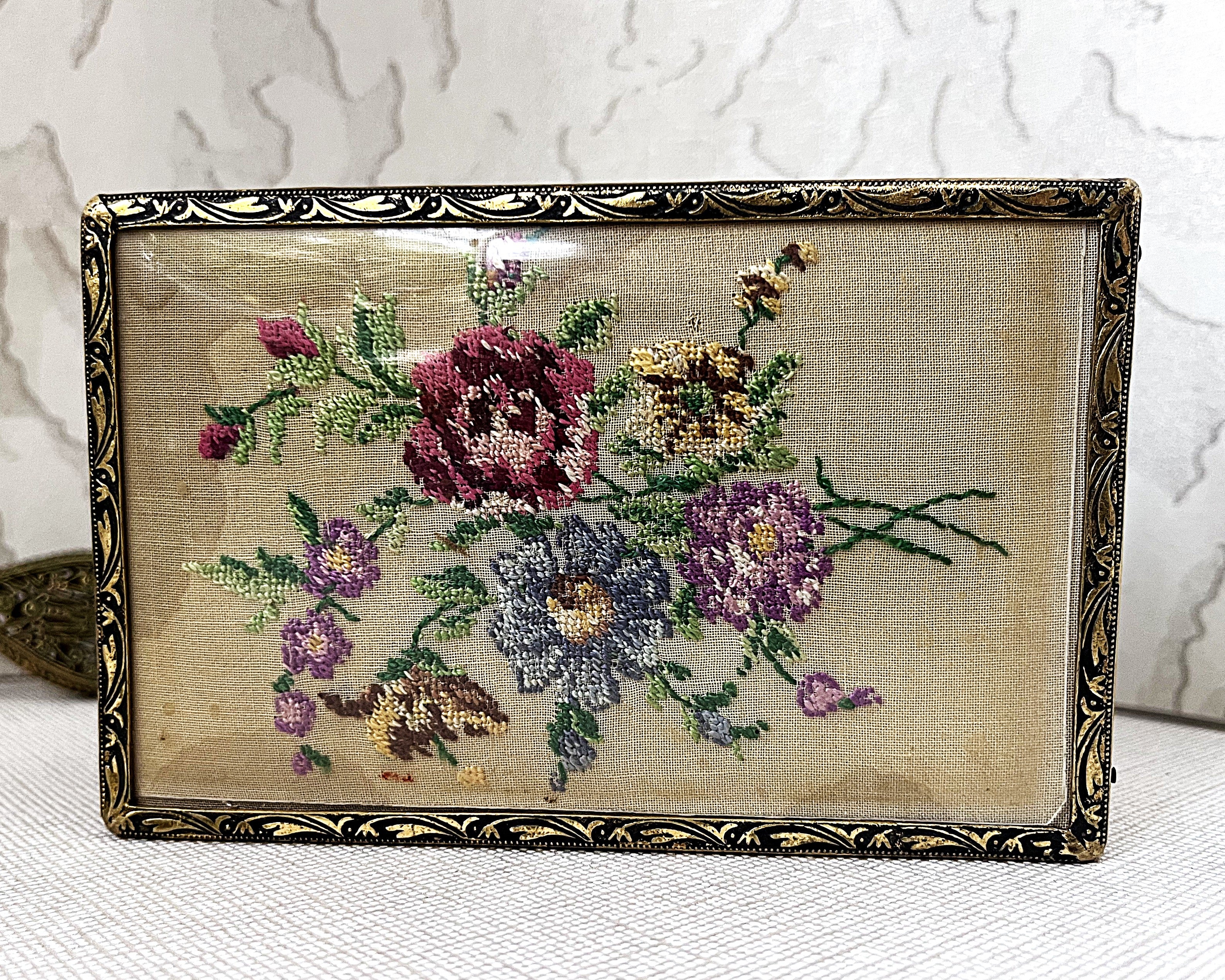 Dressing Table Vanity: British 1950's Petit Point Boudoir