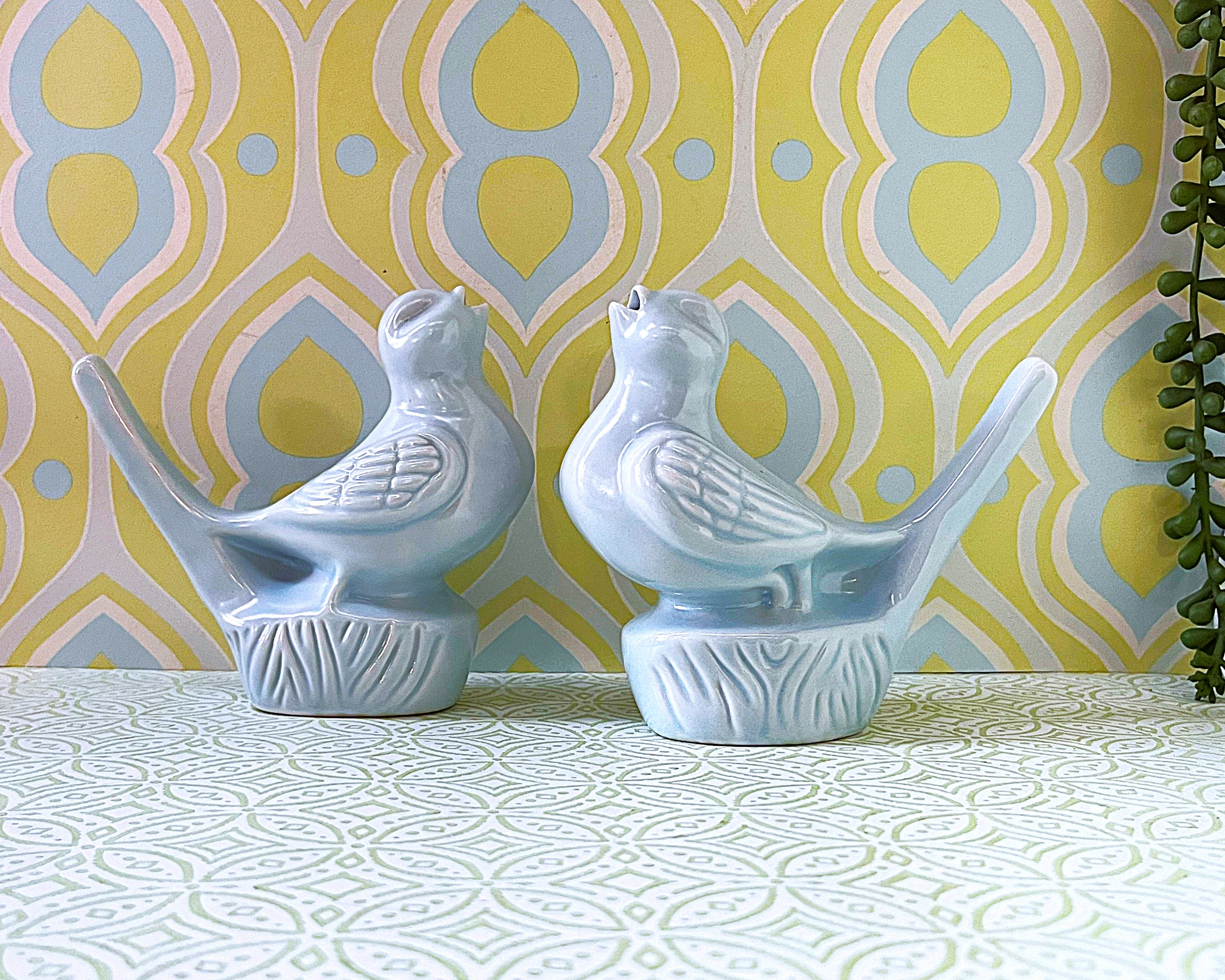 Bud Vases: Q-topia "Singing Bird" Bud Vase, Pair