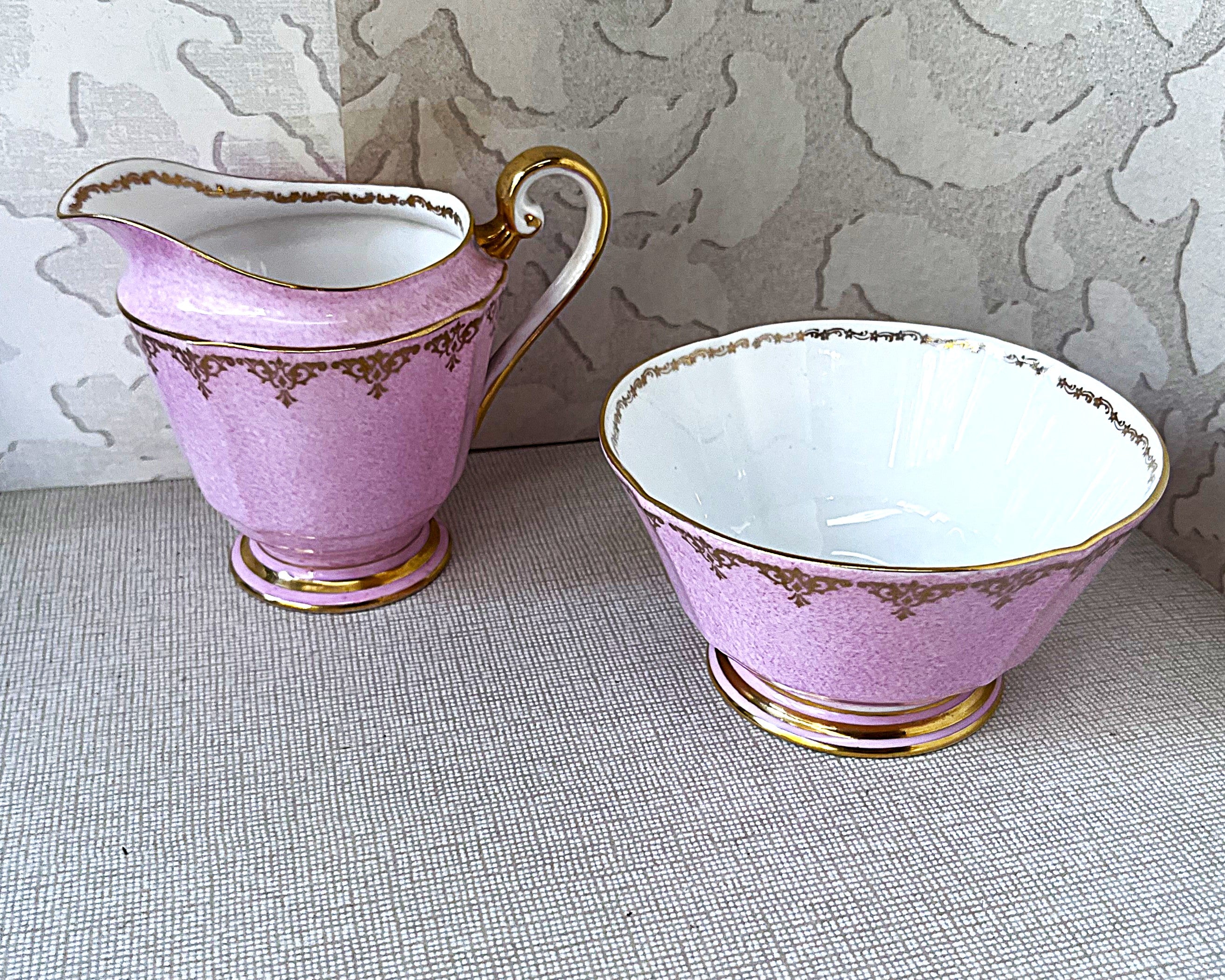 High Tea: Roslyn Fine Bone China Pastel Pink Cream & Sugar Set