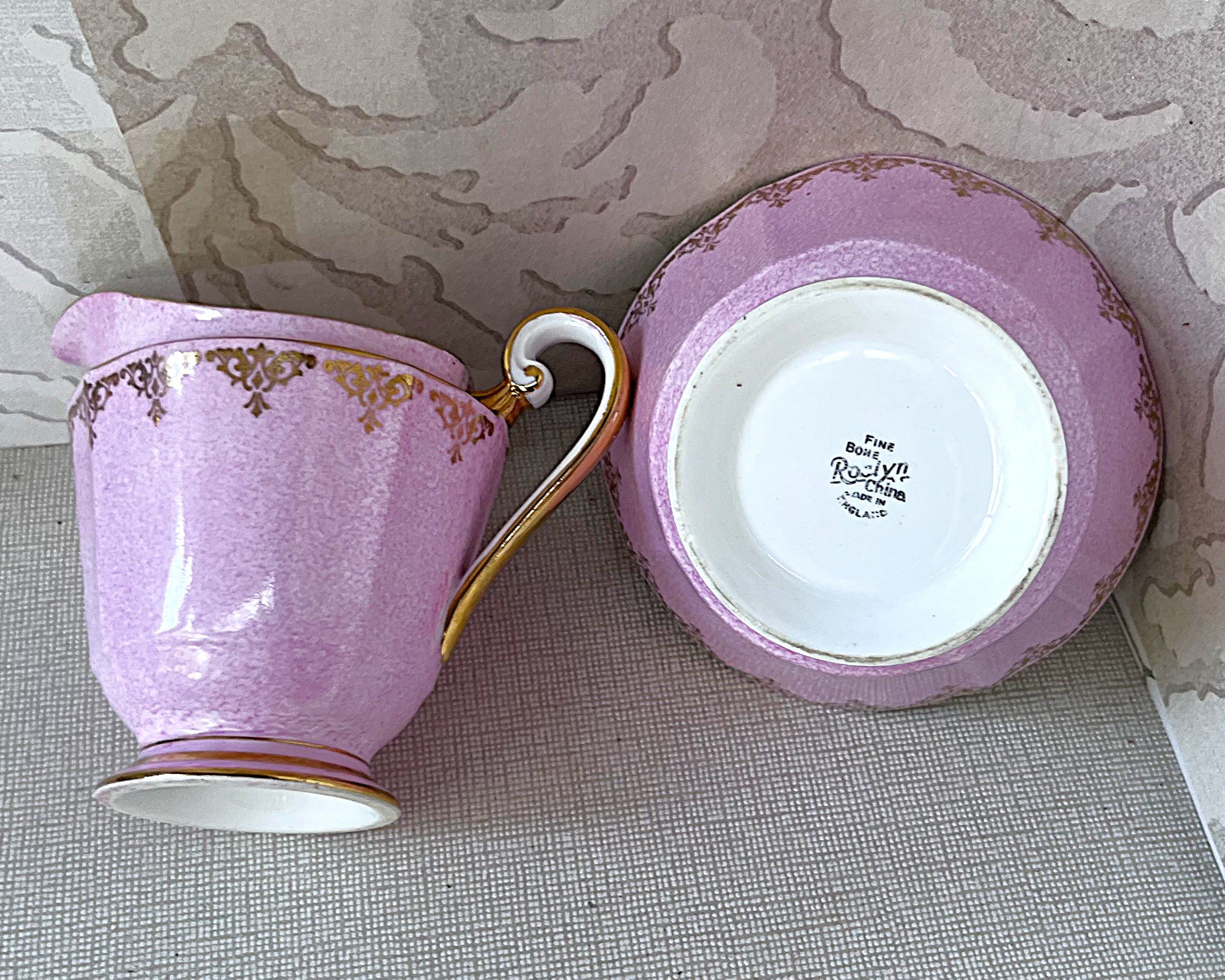High Tea: Roslyn Fine Bone China Pastel Pink Cream & Sugar Set