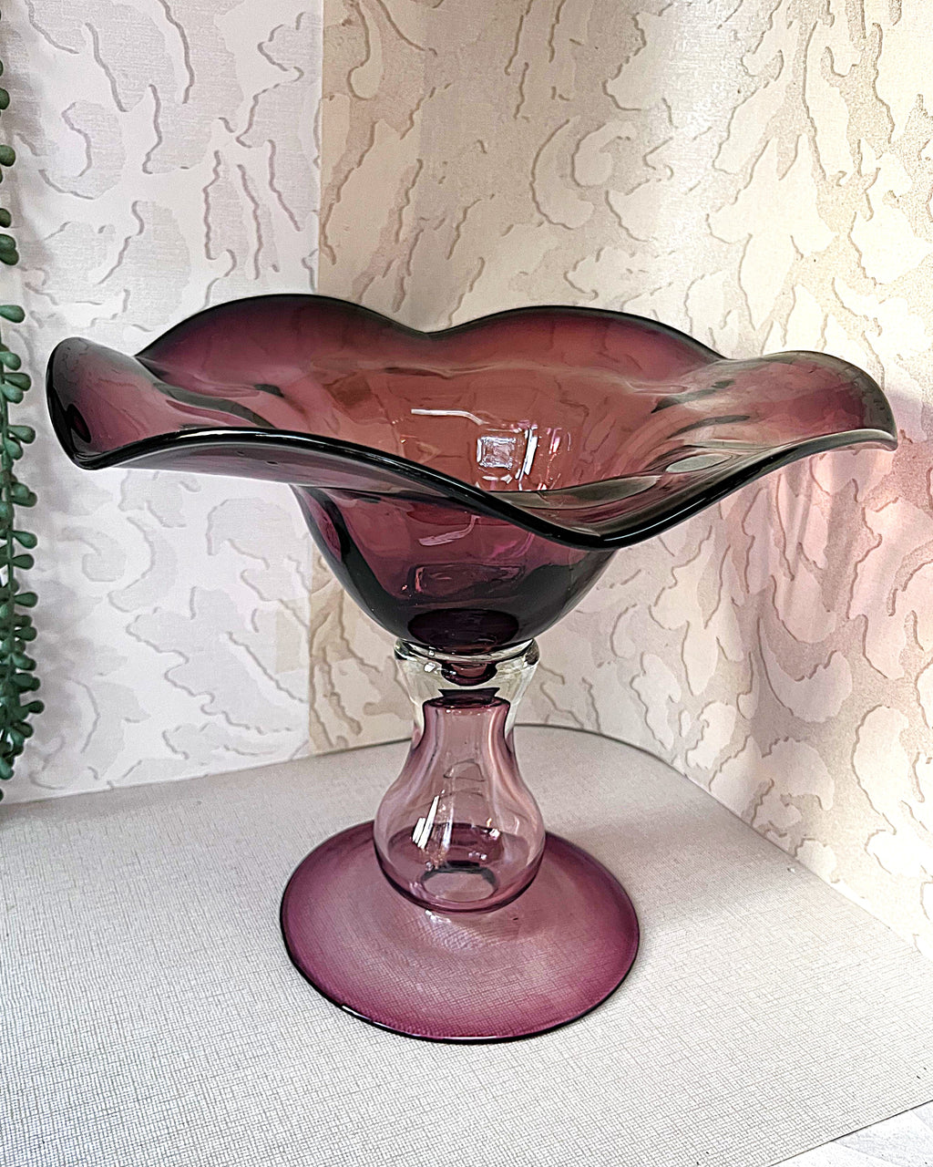 Decorative Art Glass: Empoli Amethyst Compote Bowl