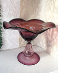 Italian: Empoli Art Glass Amethyst Compote Bowl