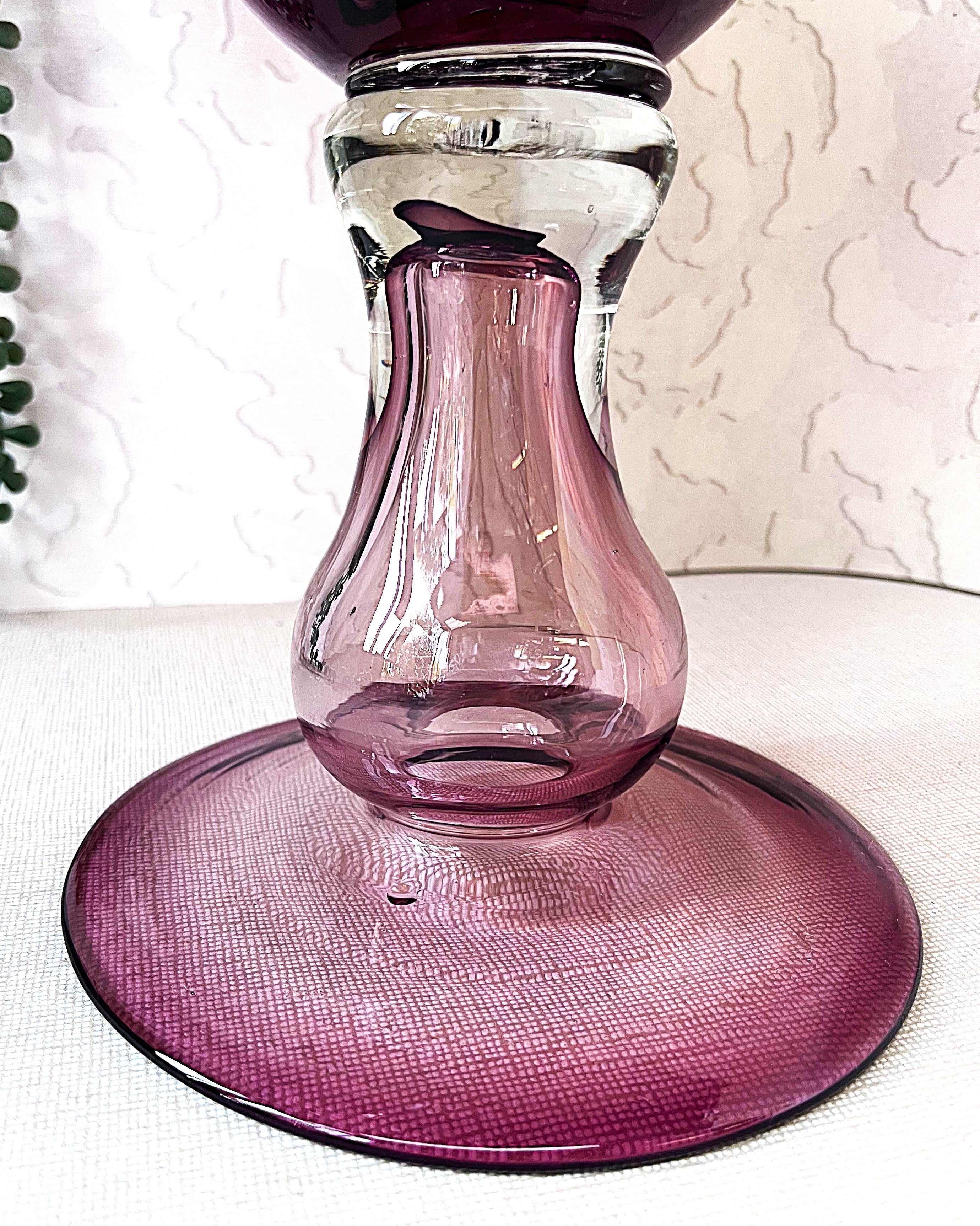 Italian: Empoli Art Glass Amethyst Compote Bowl