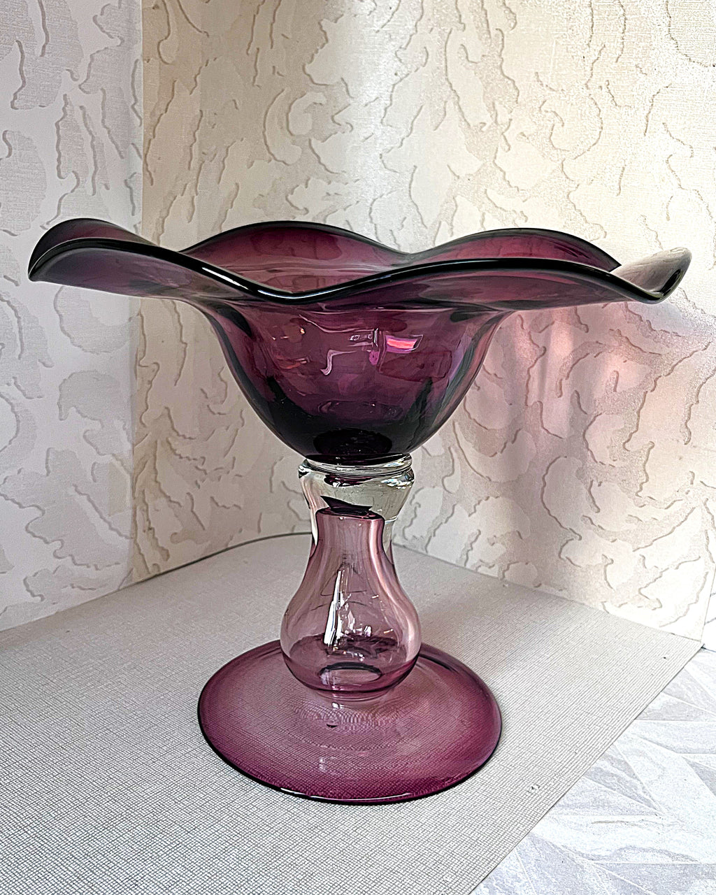 Decorative Art Glass: Empoli Amethyst Compote Bowl