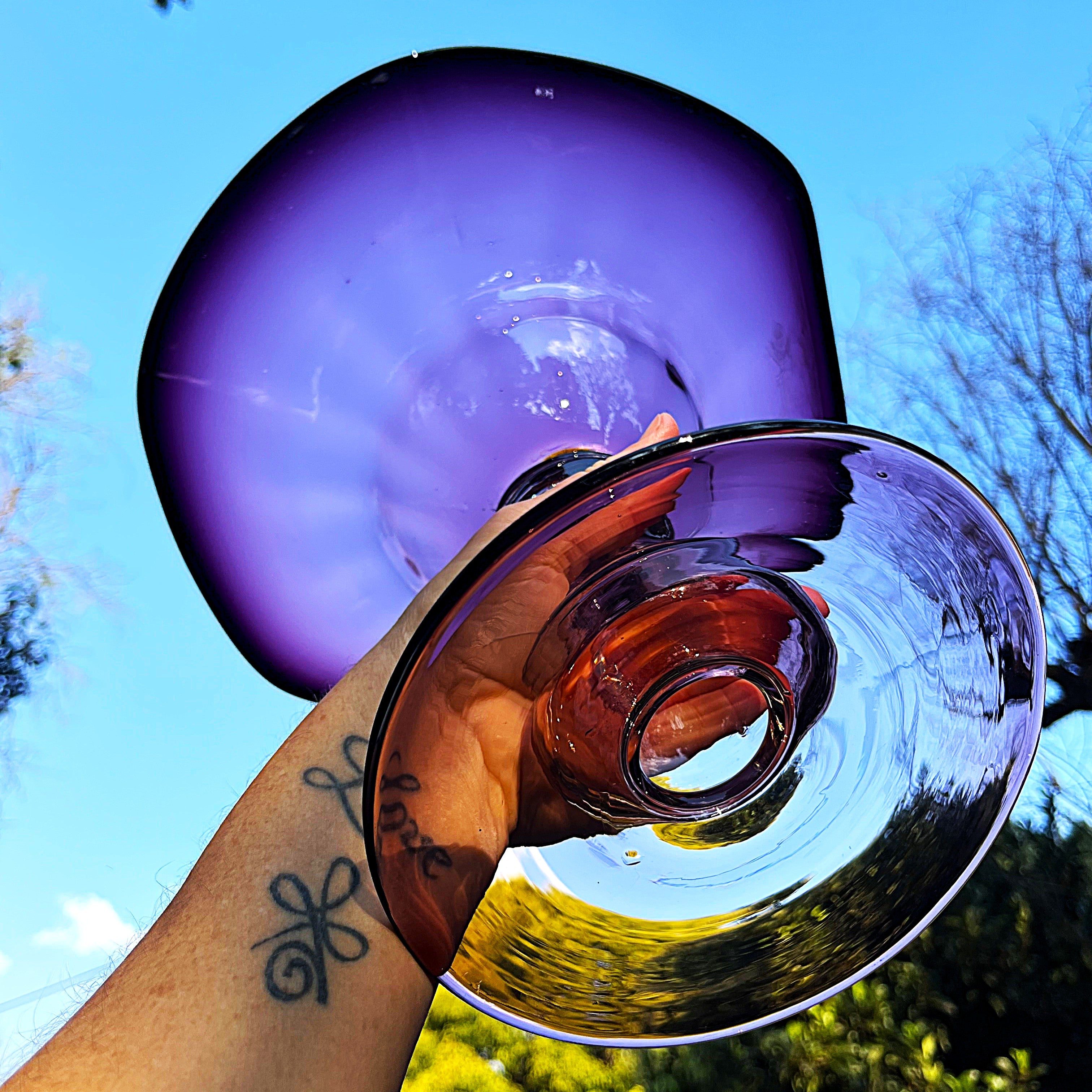 Italian: Empoli Art Glass Amethyst Compote Bowl