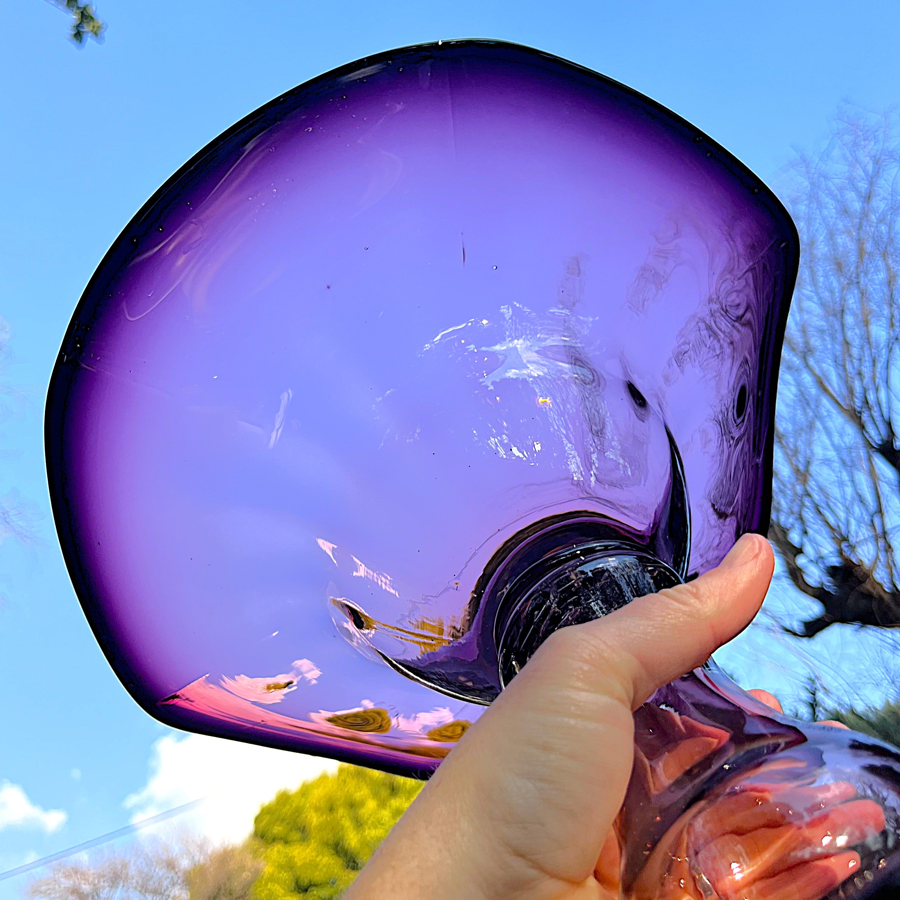 Italian: Empoli Art Glass Amethyst Compote Bowl
