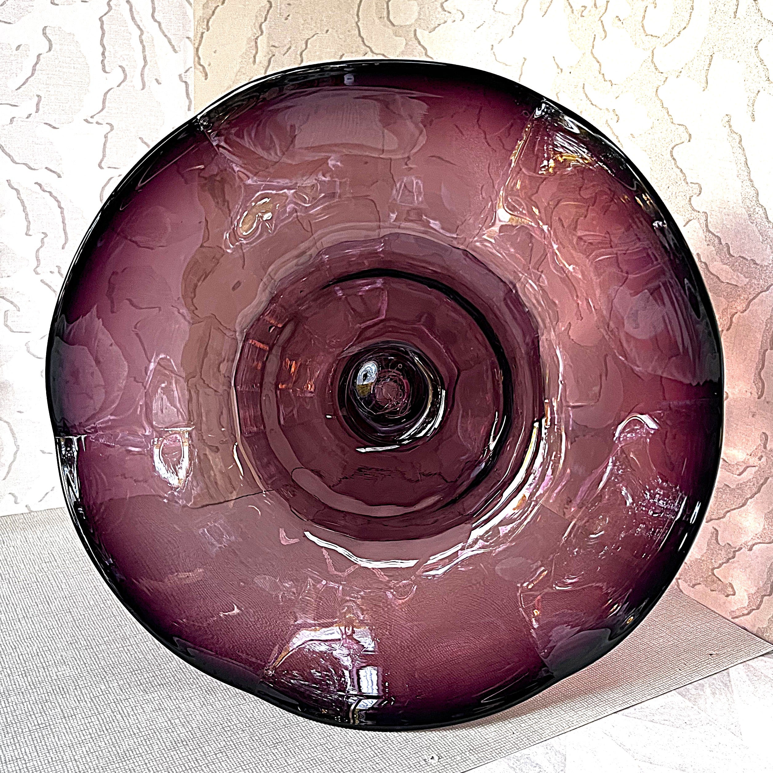Italian: Empoli Art Glass Amethyst Compote Bowl