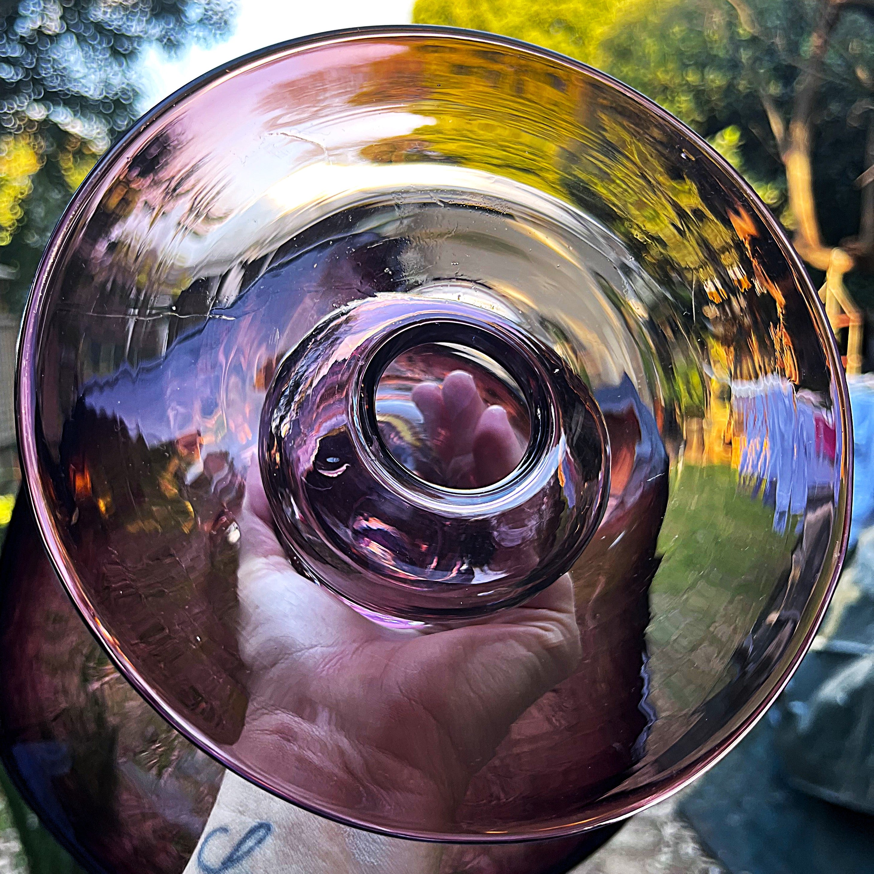 Italian: Empoli Art Glass Amethyst Compote Bowl