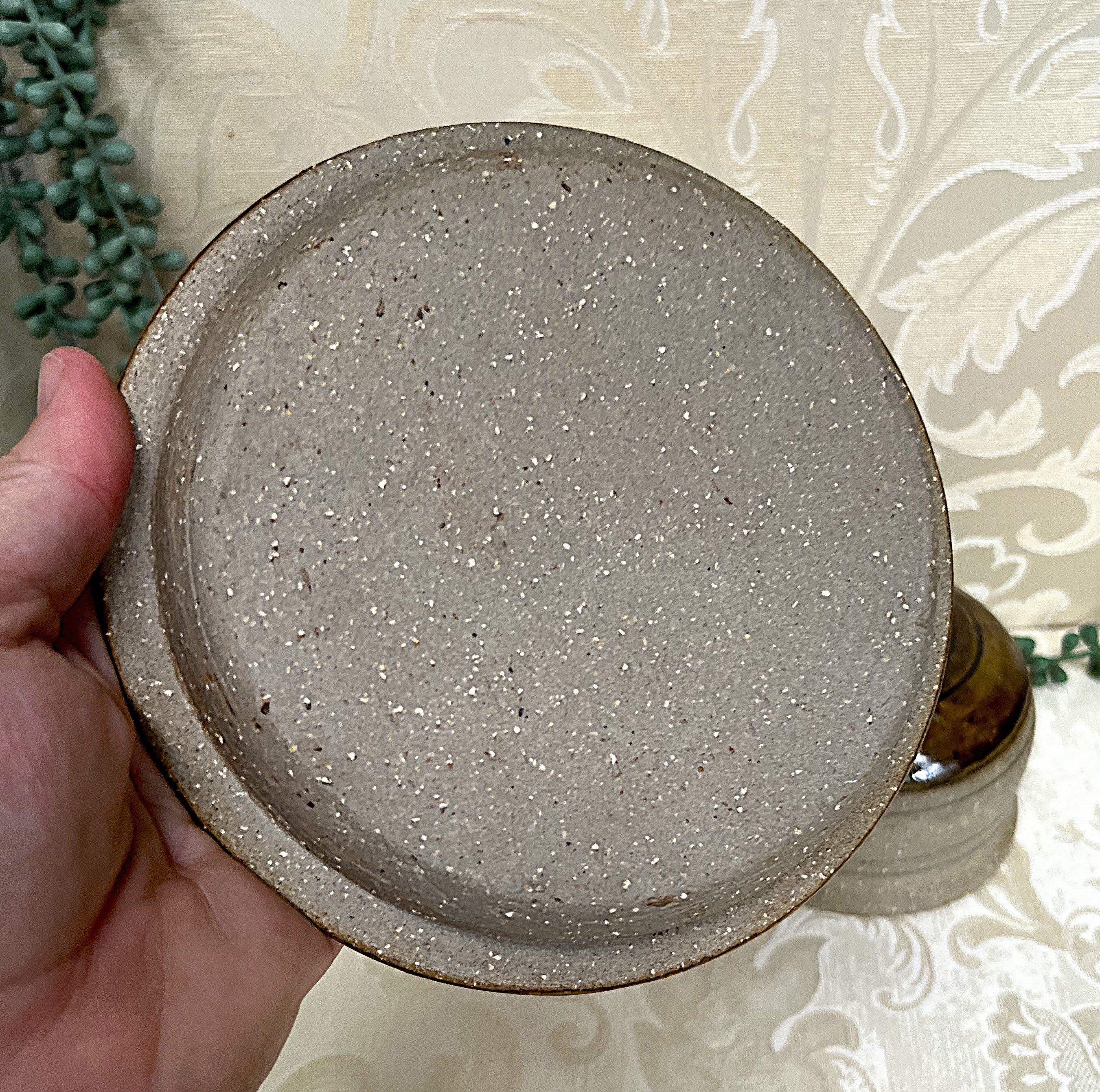 Studio Pottery: Two-Tone Studio Butter Bell Brown Beige