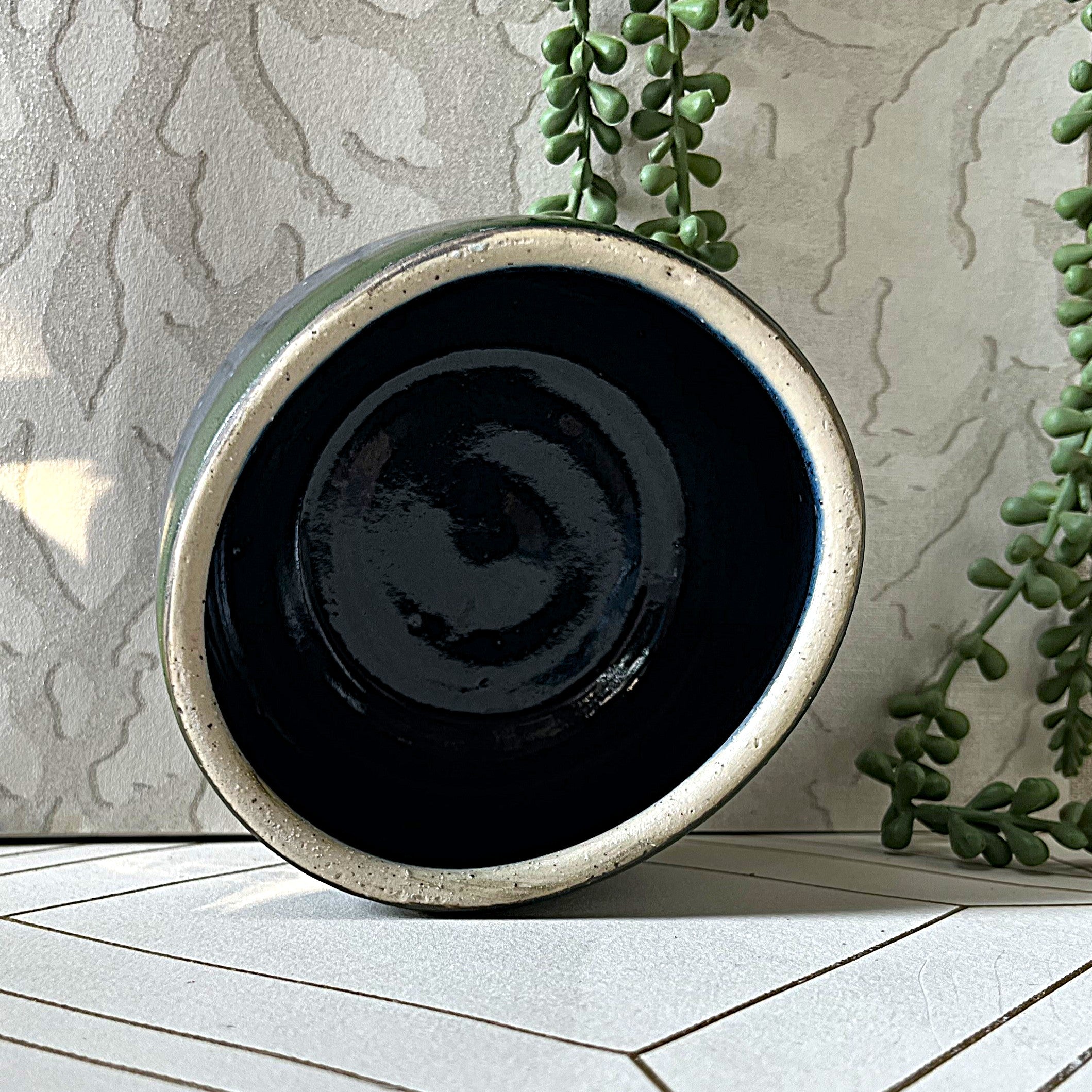 Studio Pottery: French Butter Bell Blue & Green