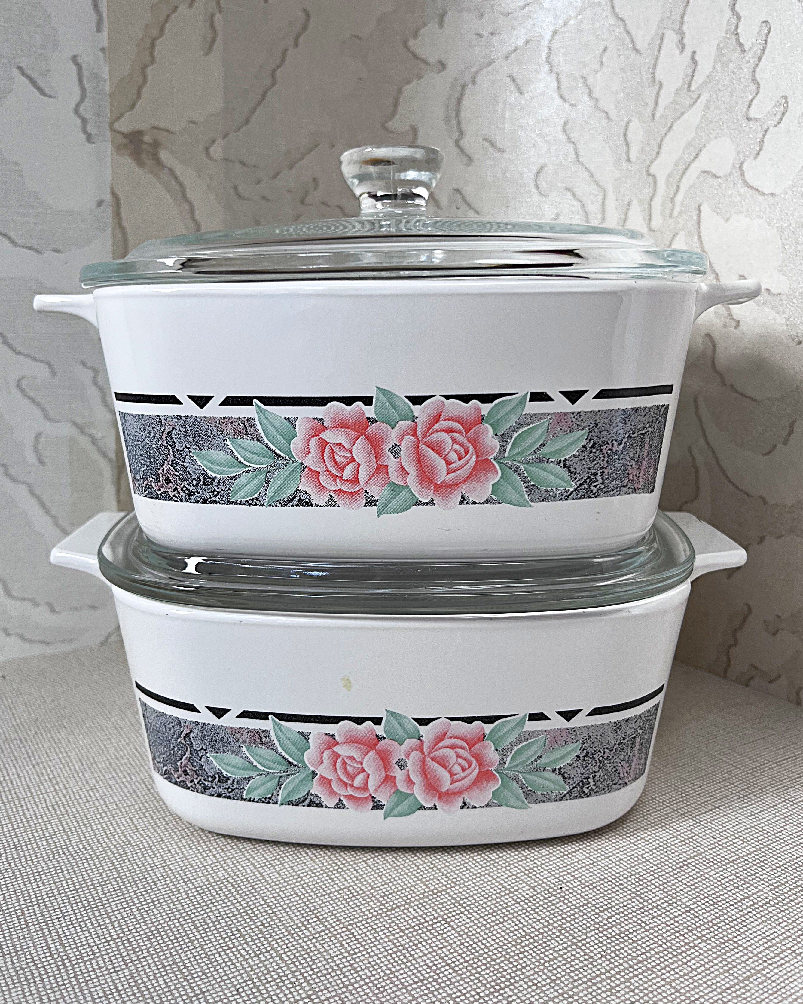 Externally Sourced: Roses & Silk: A-1.5-B Lidded Casserole, Pair