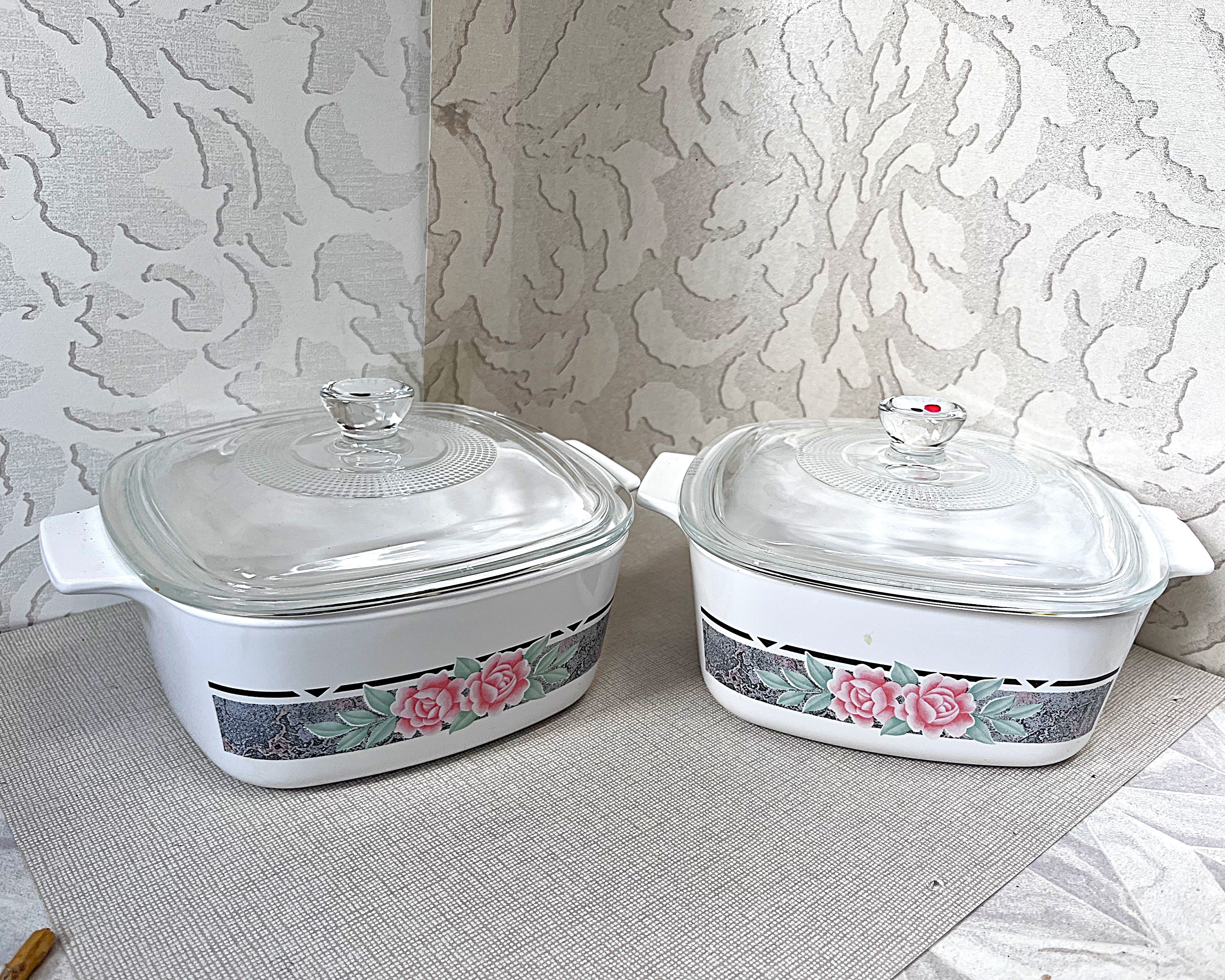 Externally Sourced: Roses & Silk: A-1.5-B Lidded Casserole, Pair