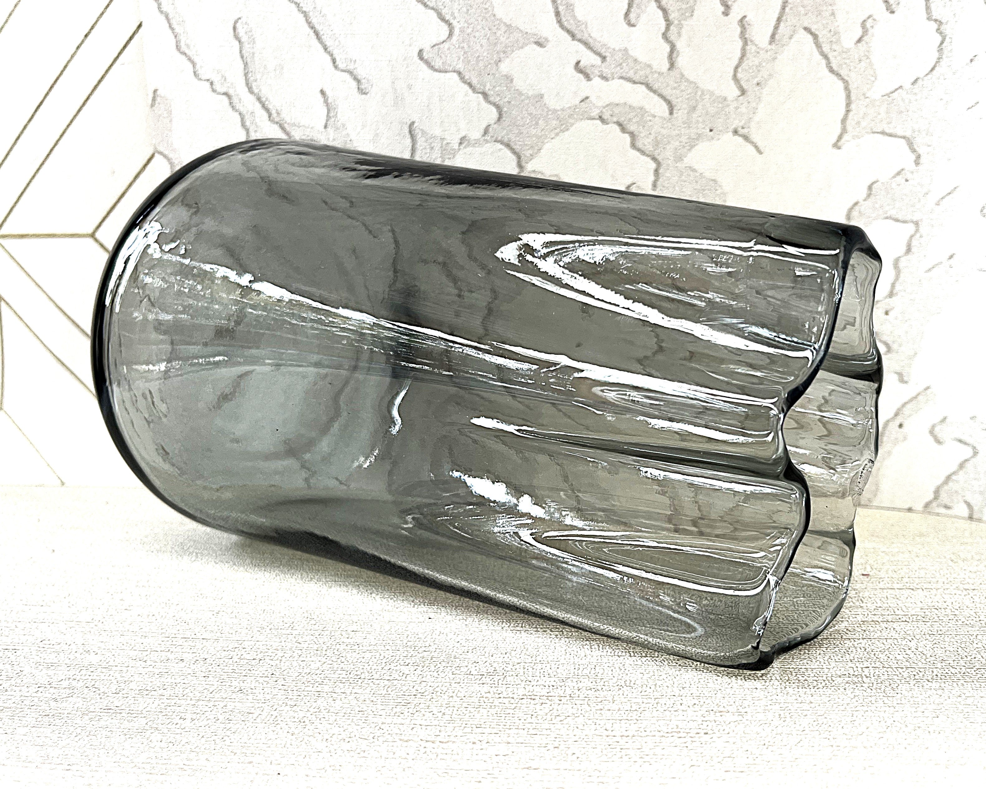 Vases: Nordic Inspired Smoke Grey Glass Vase