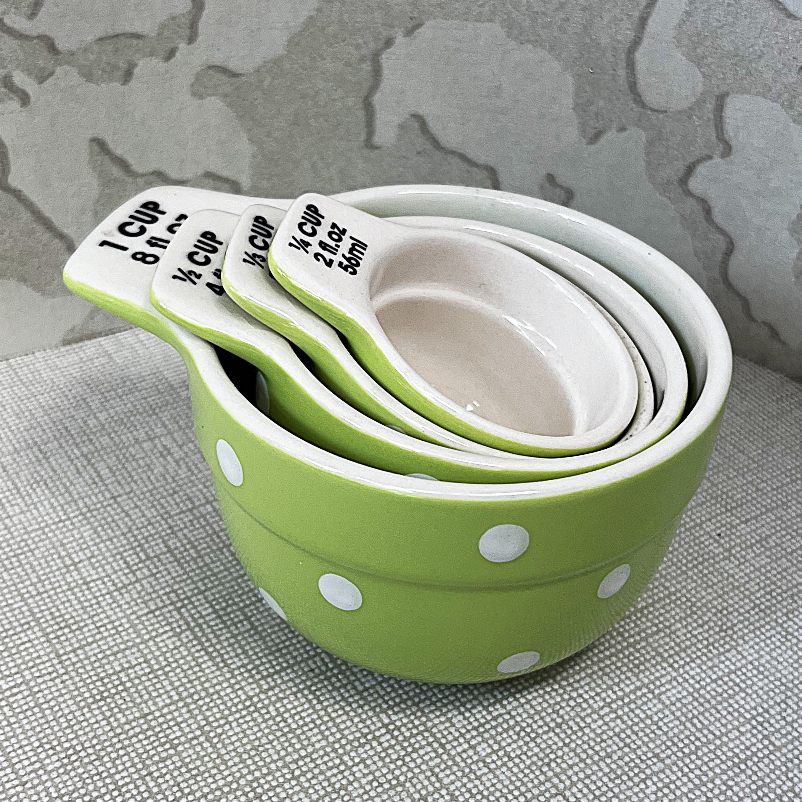Measuring: Measuring Cup Set, Lime Green Polka Dots, Spode