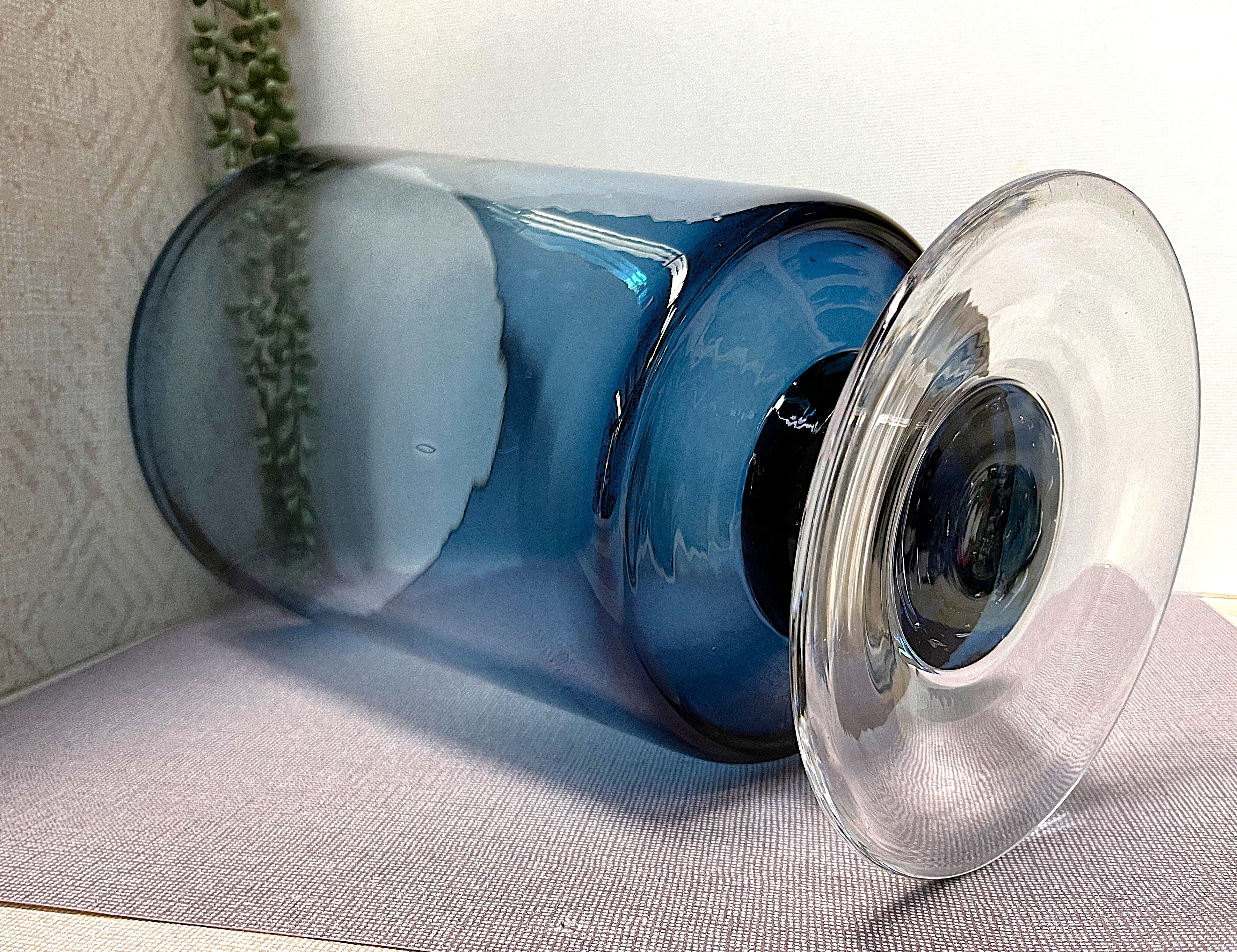 Vases: Stephanie Miron Cobalt Blue Pedestal Vase