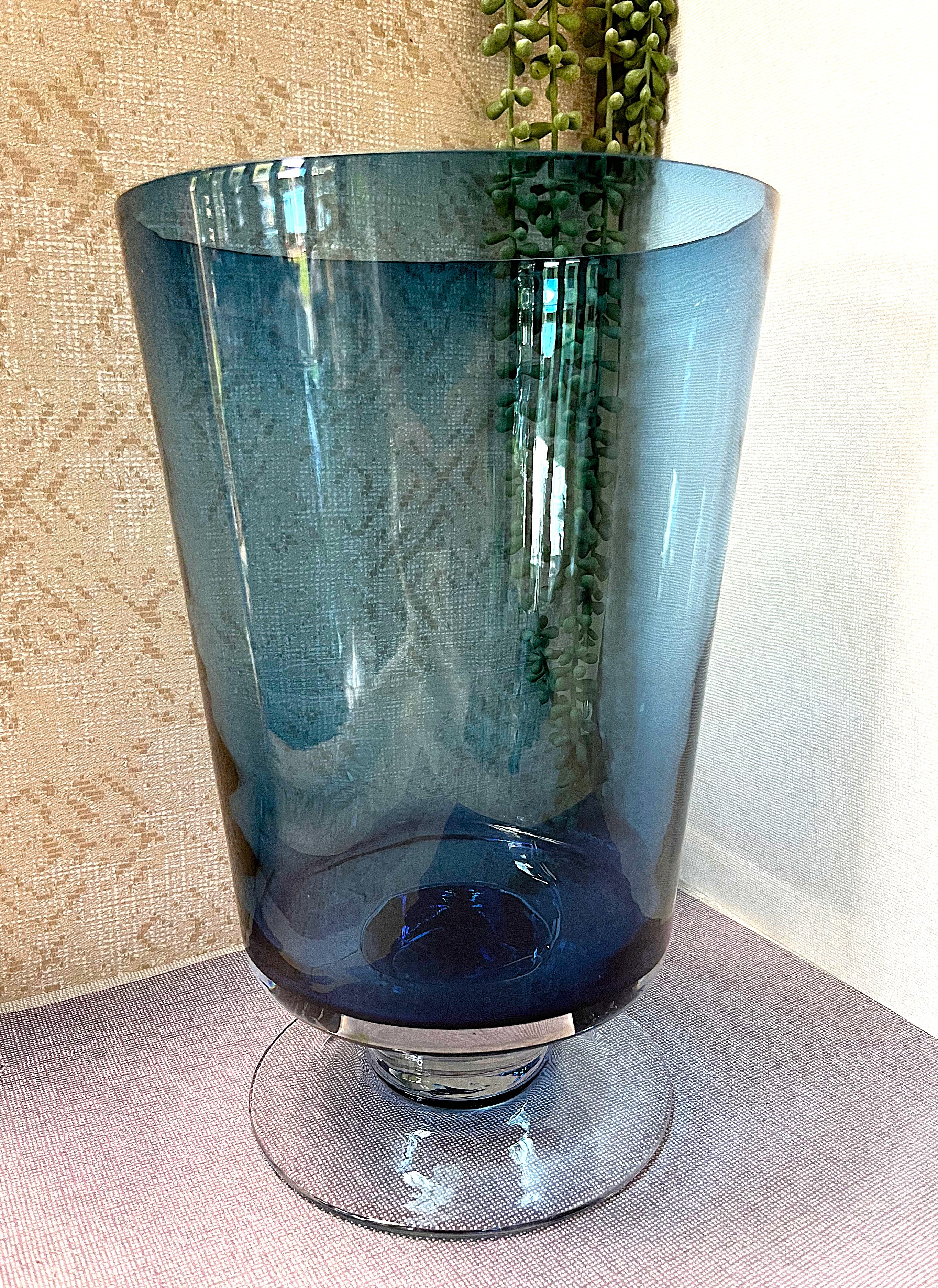 Vases: Stephanie Miron Cobalt Blue Pedestal Vase
