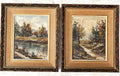 Wall Art: Mid-Century "Studio" Oil Landscapes, Pair