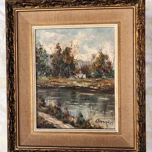 Wall Art: Mid-Century "Studio" Oil Landscapes, Pair