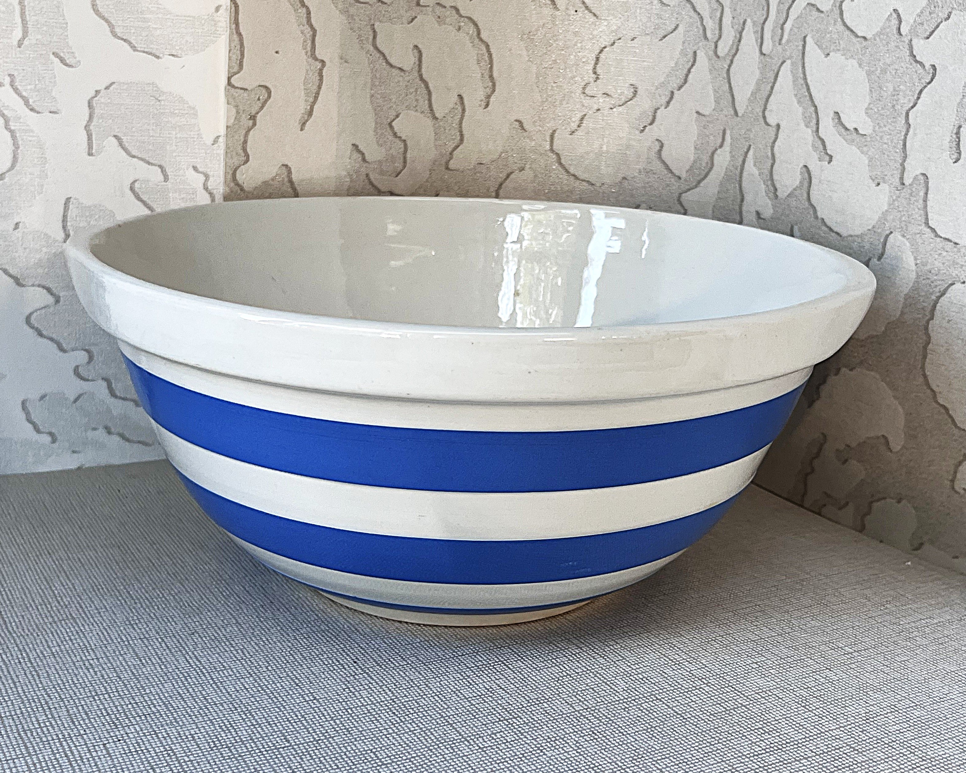 Vintage Mixing Bowls: T.G. Green Cornish Ware Blue: Ironstone Dairy Mixing Bowl