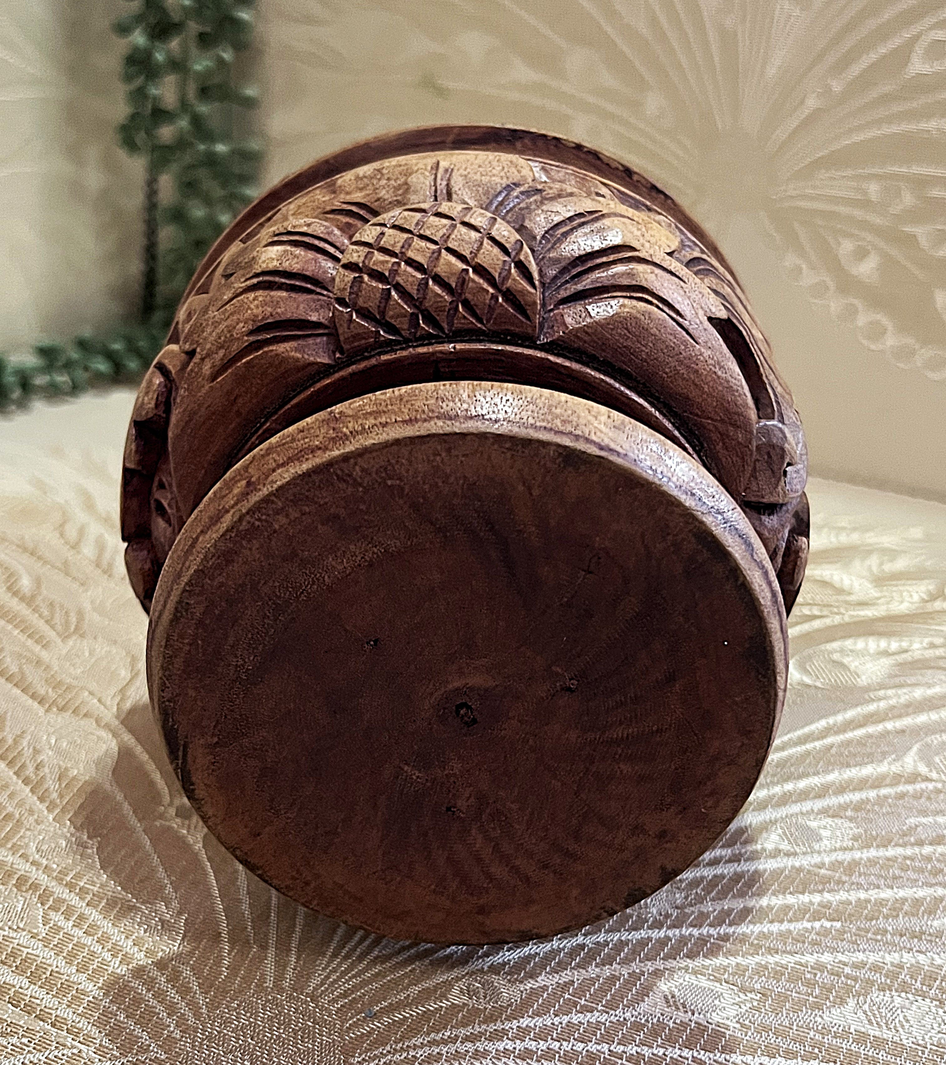 Carved Wood: Indian Rosewood Floral Tea Caddy