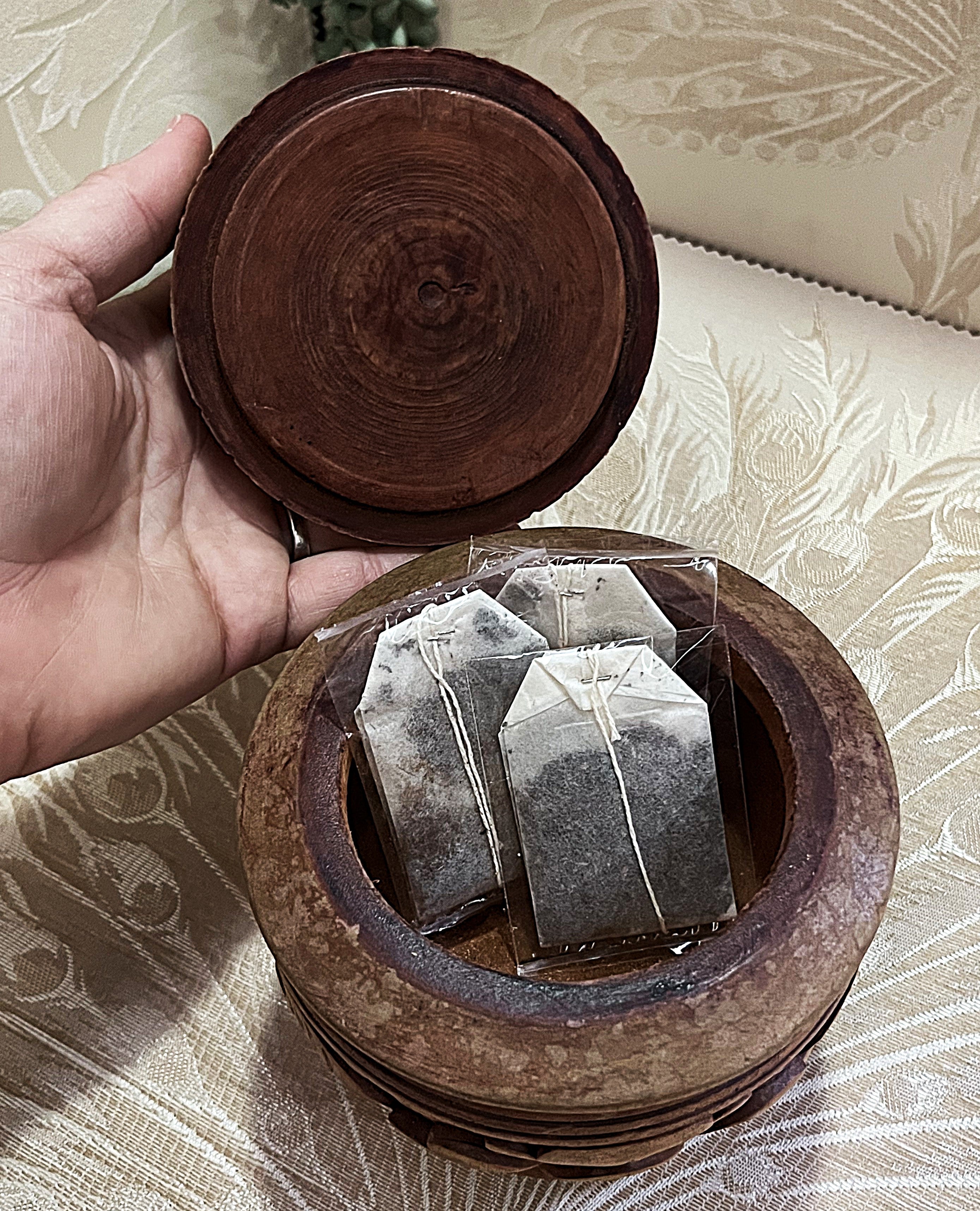 Carved Wood: Indian Rosewood Floral Tea Caddy