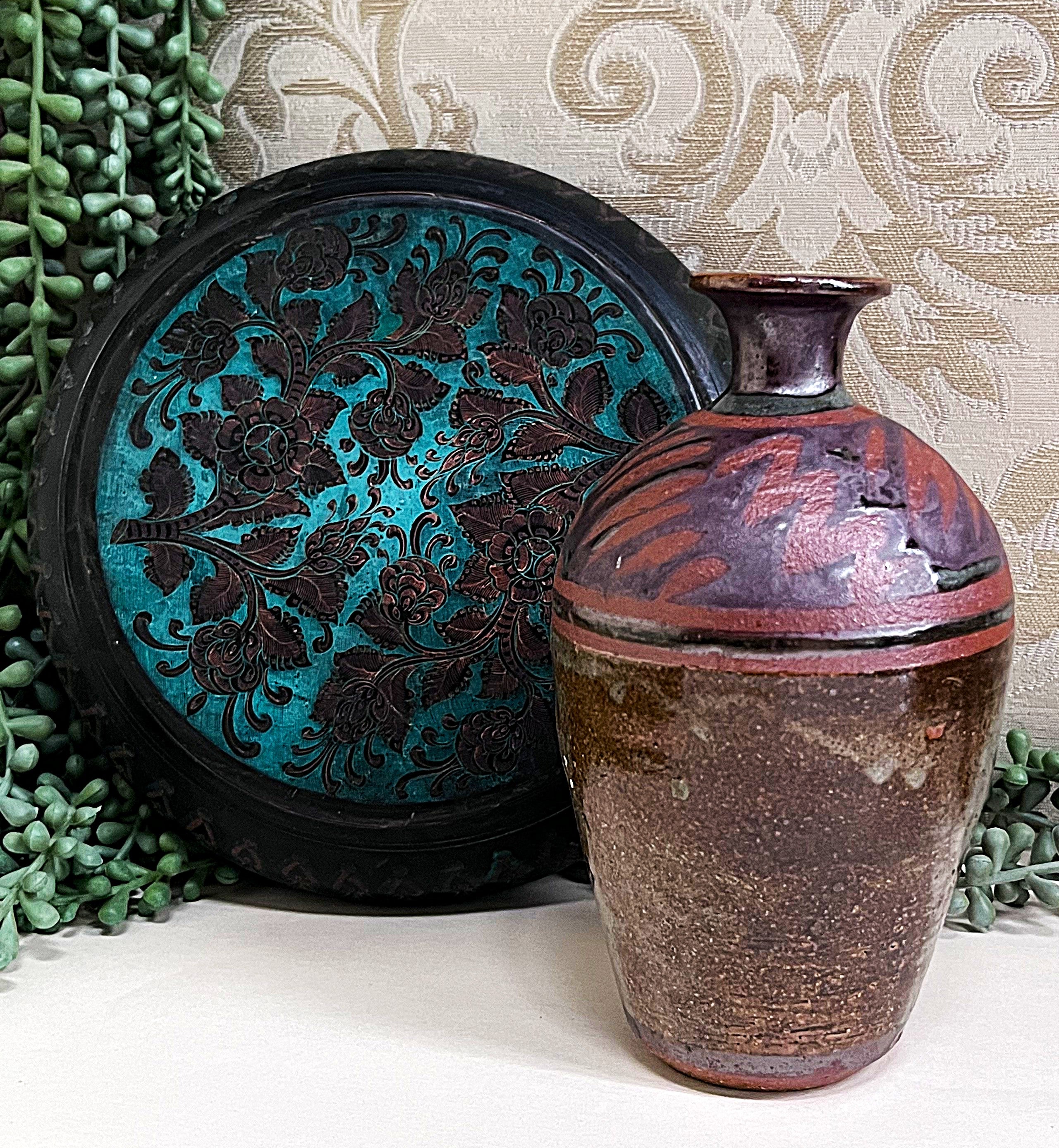 Studio Pottery: Small Tenmoku Glaze Vase