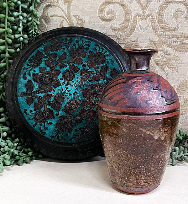 Studio Pottery: Small Tenmoku Glaze Vase