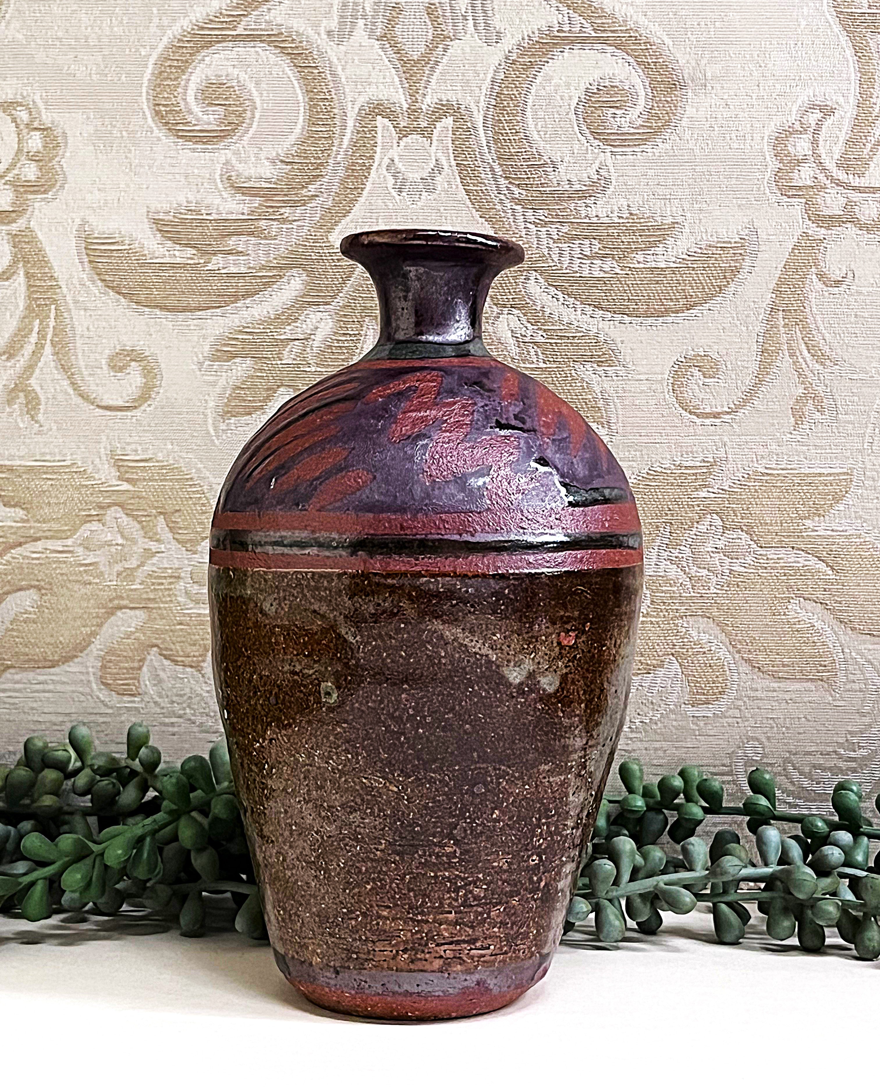 Studio Pottery: Small Tenmoku Glaze Vase
