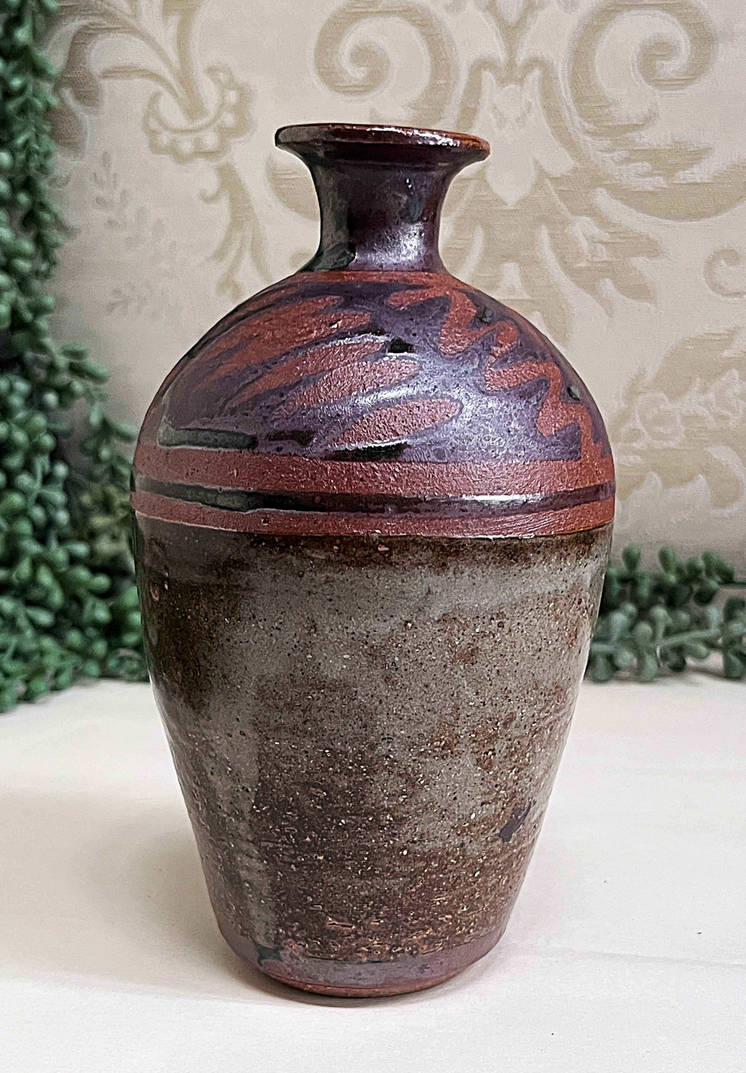 Studio Pottery: Small Tenmoku Glaze Vase