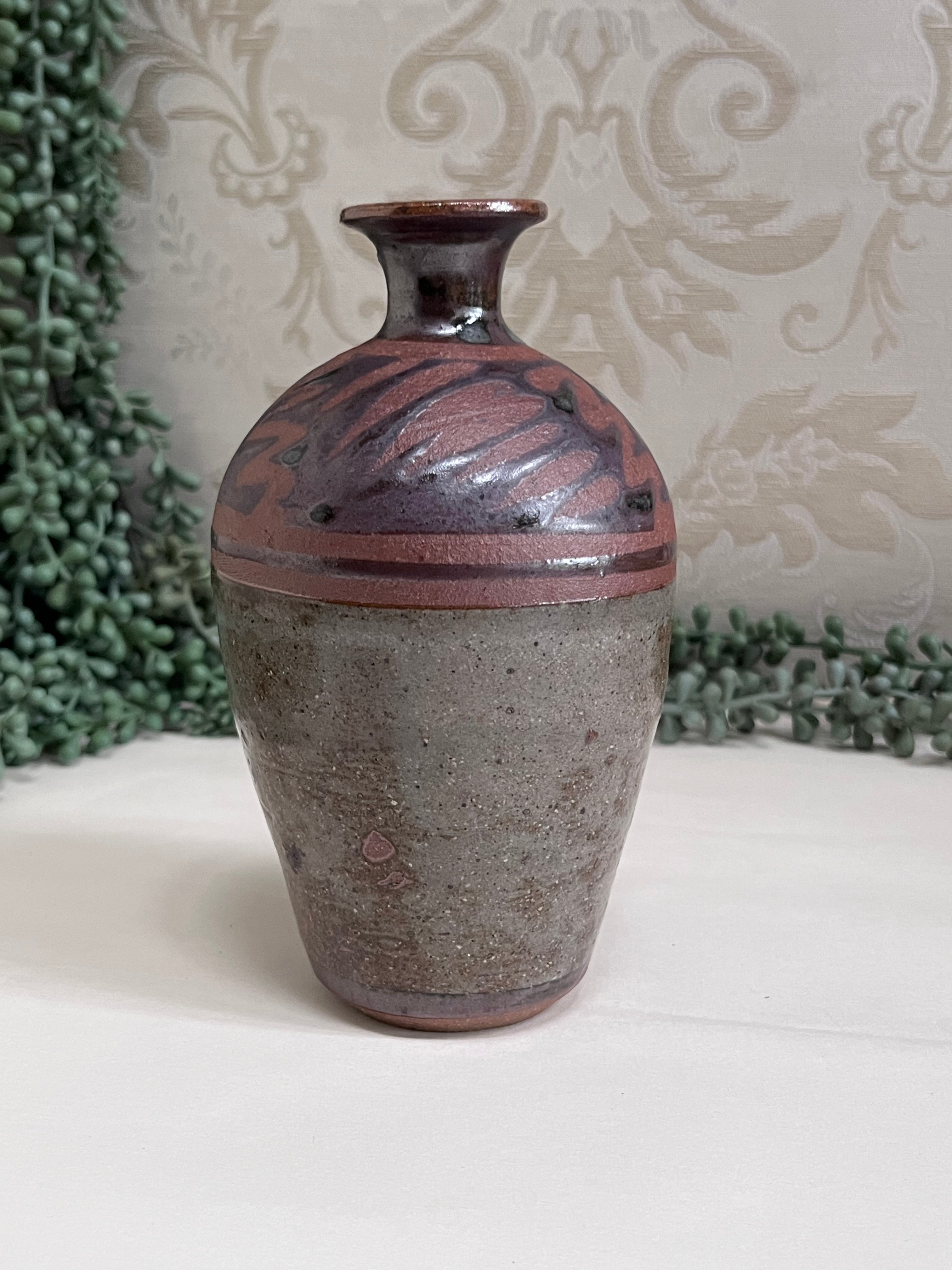Studio Pottery: Small Tenmoku Glaze Vase