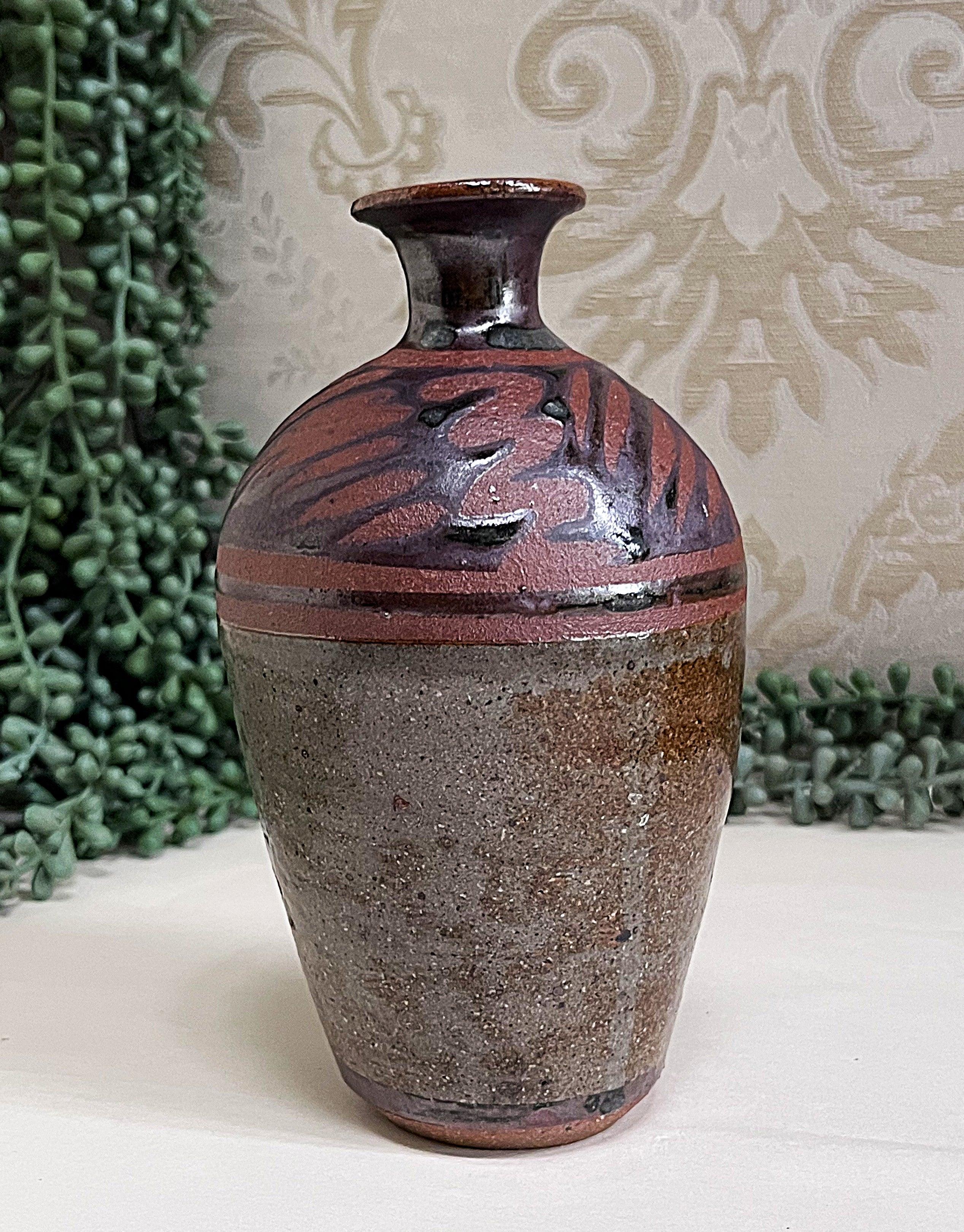 Studio Pottery: Small Tenmoku Glaze Vase