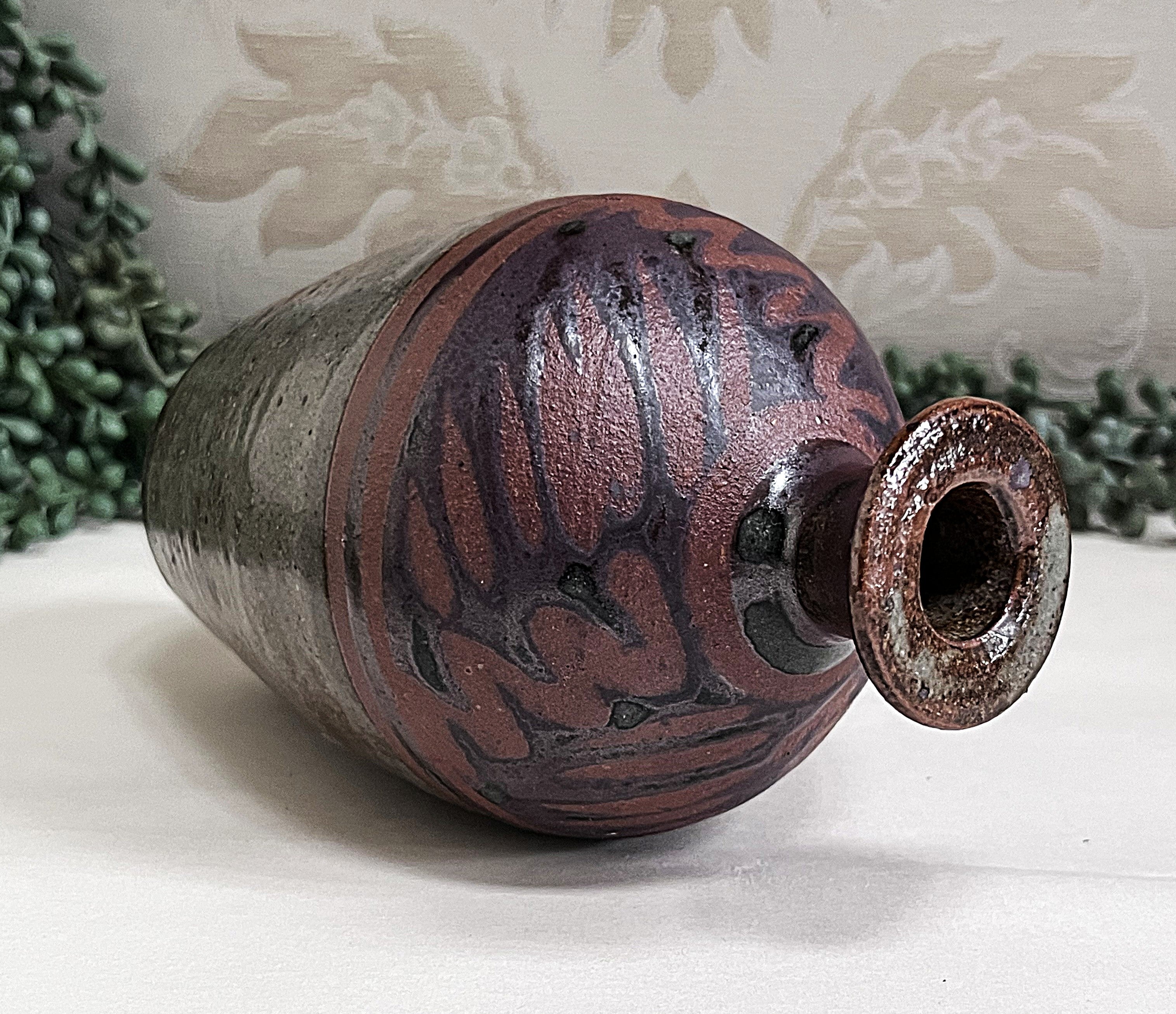 Studio Pottery: Small Tenmoku Glaze Vase