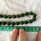 Jewellery: Translucent Deep Spinach Green Nephrite Jade Hand-Knotted 90cm Continuous Opera Strand
