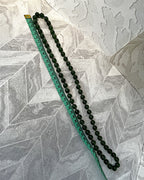 Jewellery: Translucent Deep Spinach Green Nephrite Jade Hand-Knotted 90cm Continuous Opera Strand