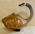 Wood Décor: Hand-Painted Gilded Calabash Swan Folk Art Sculpture