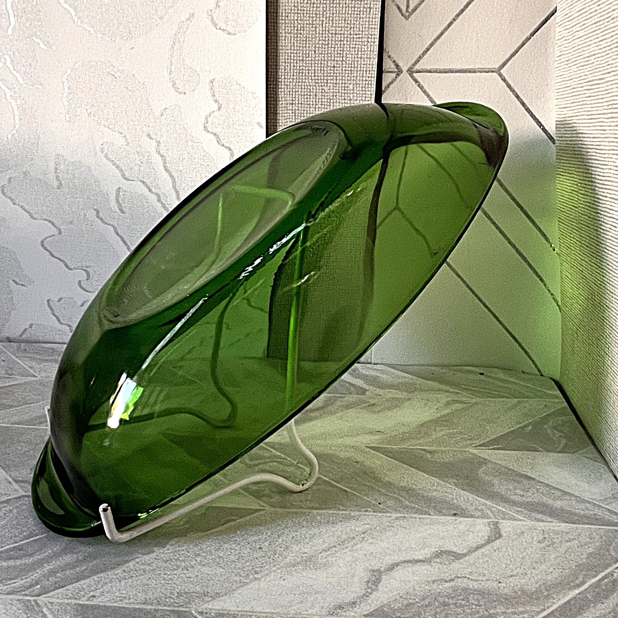 Coloured Glass: Vereco Emerald Green Oval Relish Dish
