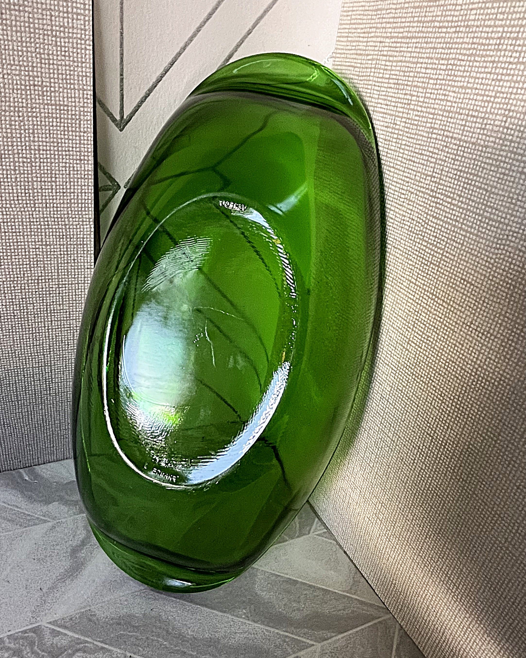 Coloured Glass: Vereco Emerald Green Oval Relish Dish