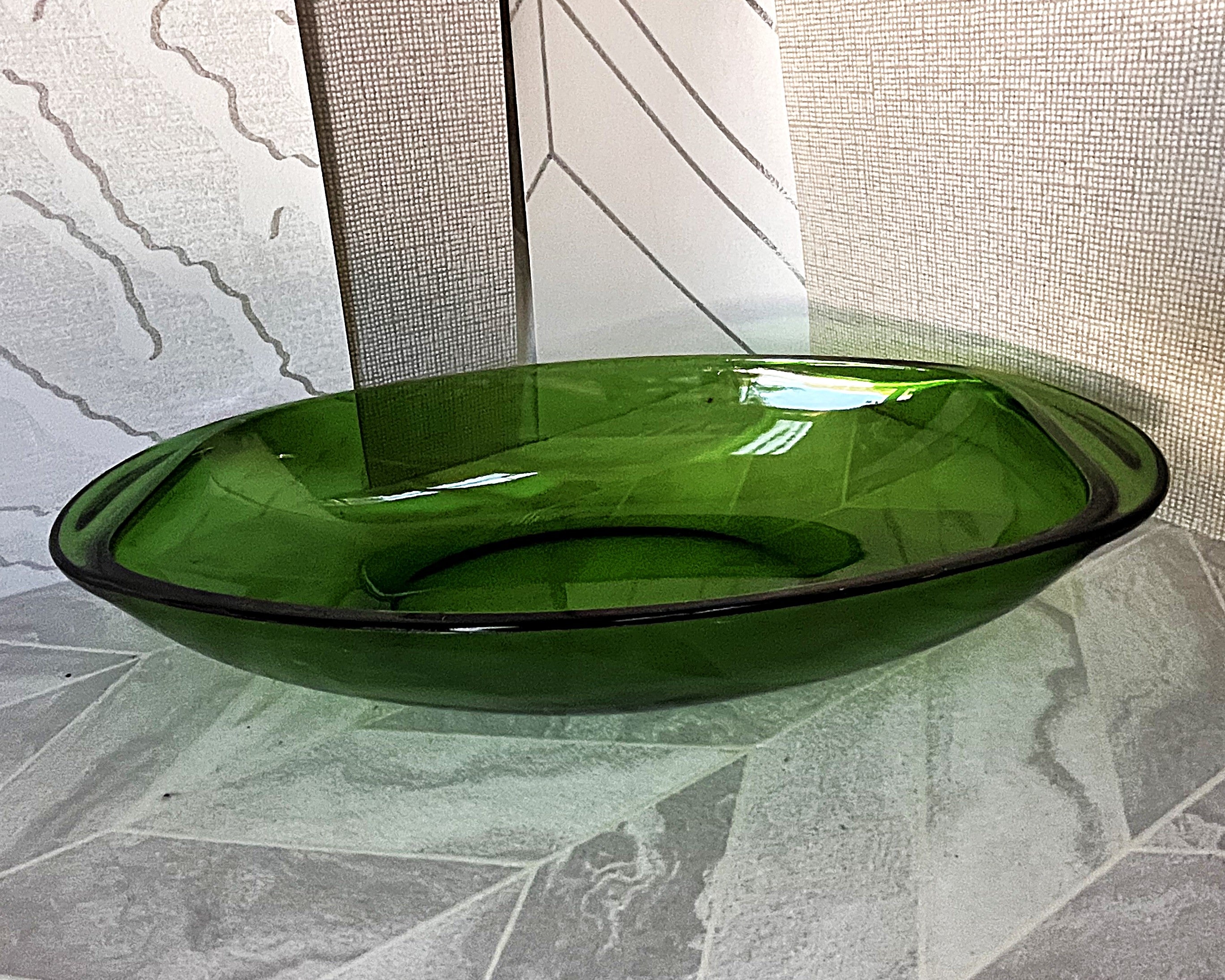 Coloured Glass: Vereco Emerald Green Oval Relish Dish
