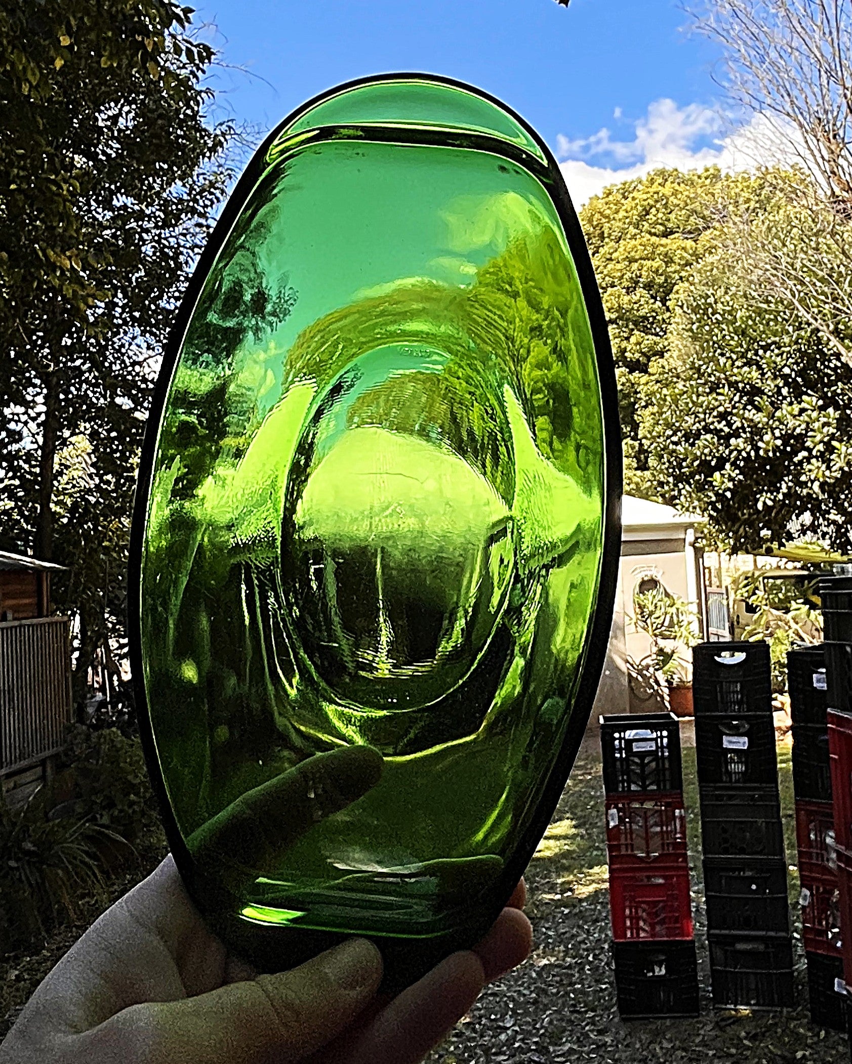 Coloured Glass: Vereco Emerald Green Oval Relish Dish