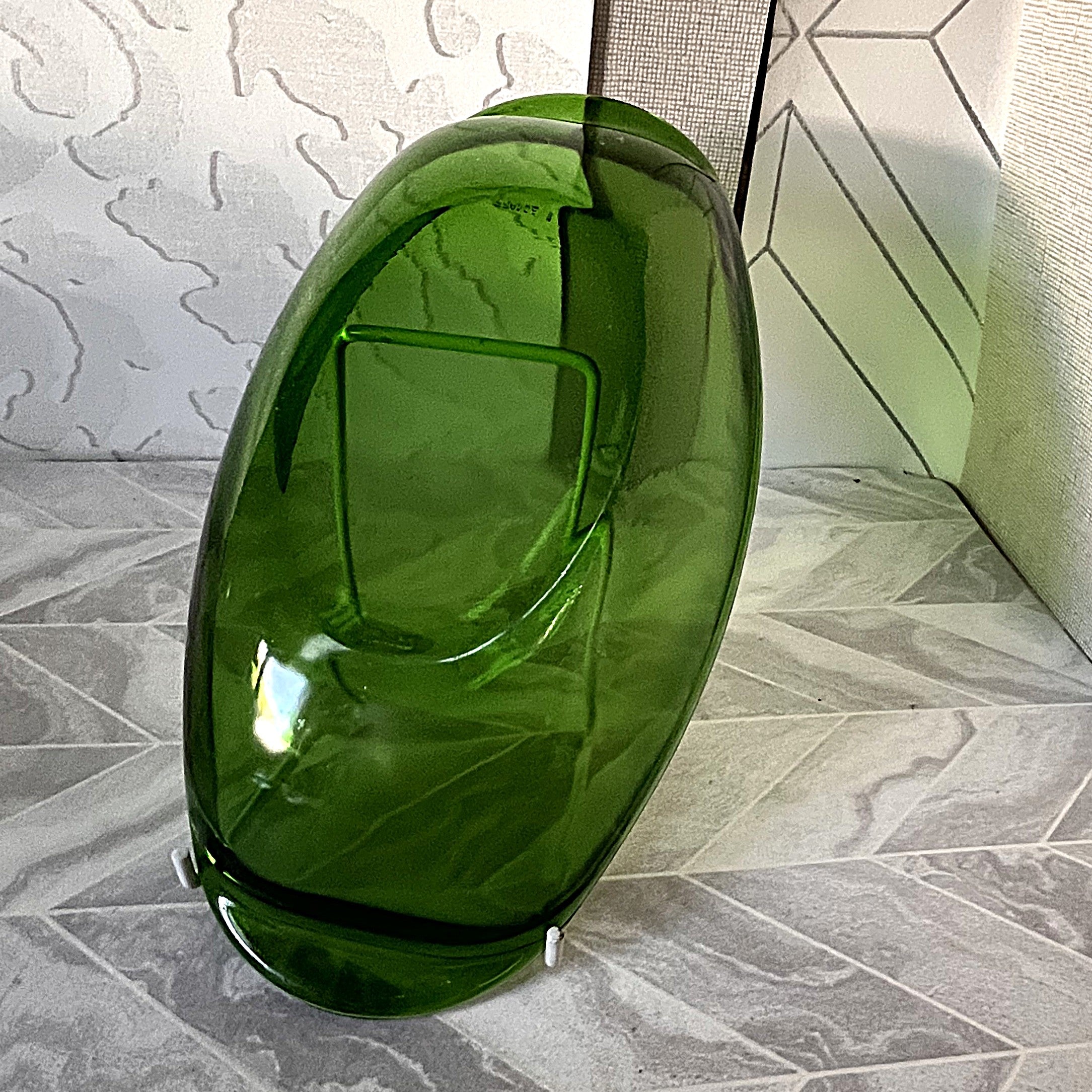 Coloured Glass: Vereco Emerald Green Oval Relish Dish