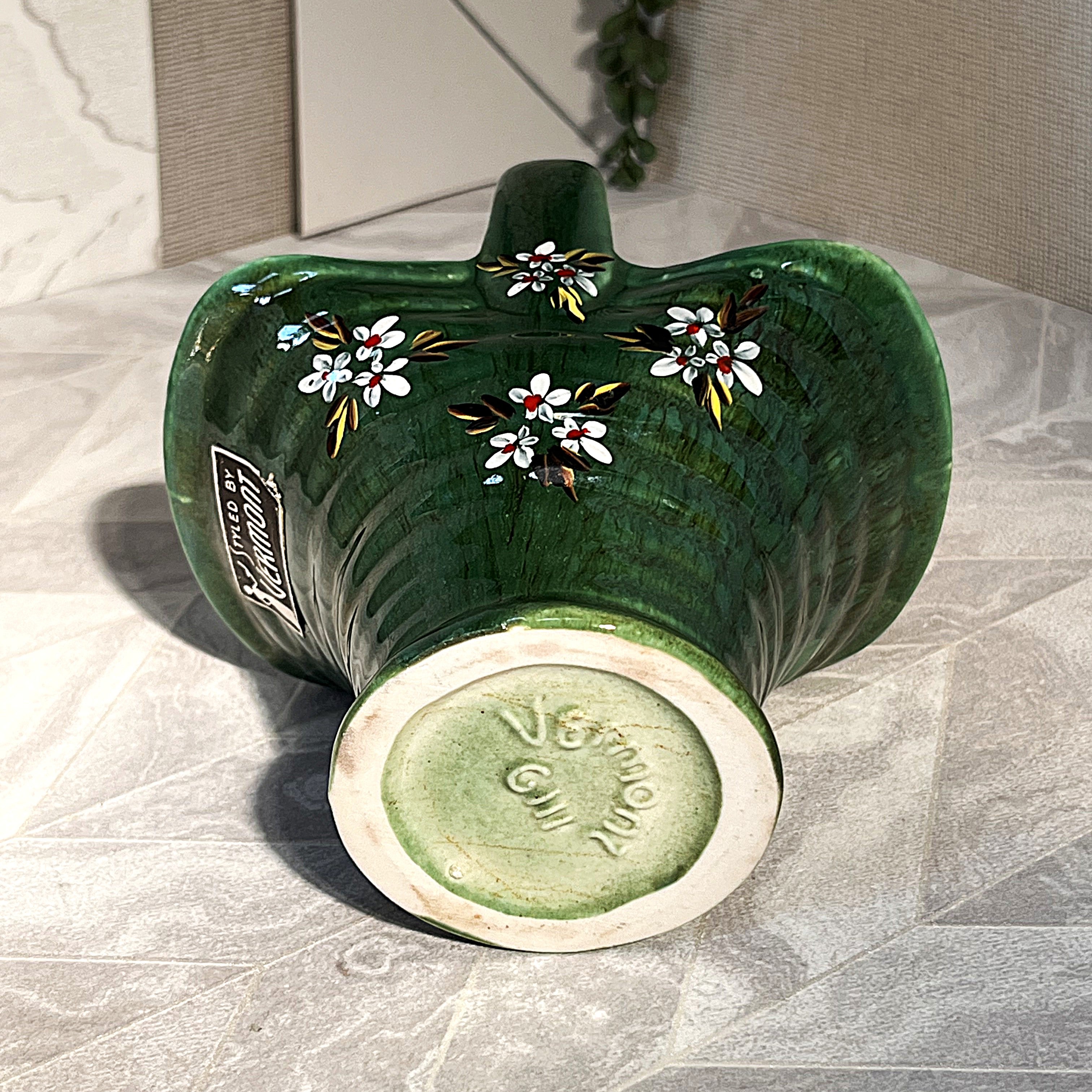 Boksburg East Potteries: Vermont Hand-Painted Floral Basket Vase