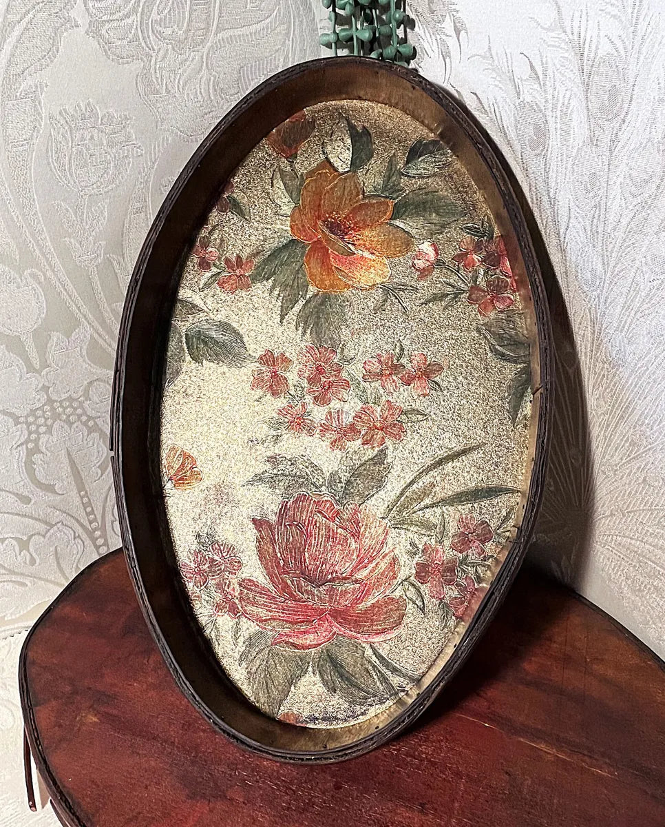 Trays: Antique Victorian Gilt Tôleware Oval Gallery Serving Trays, 2