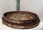 Trays: Antique Victorian Gilt Tôleware Oval Gallery Serving Trays, 2