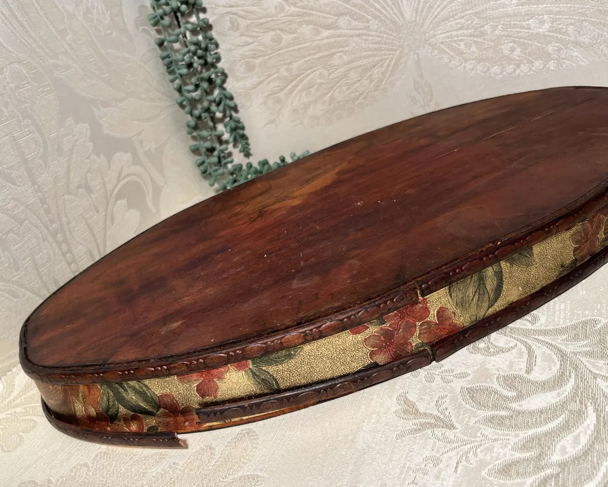 Trays: Antique Victorian Gilt Tôleware Oval Gallery Serving Trays, 2