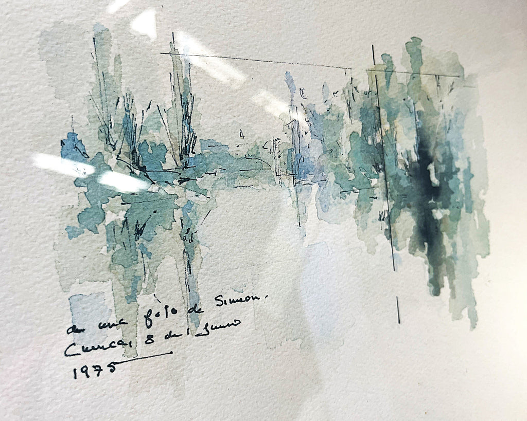 Works on Paper: Original Cuenca Landscape Watercolour, Inscription Dated 1975