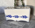 T.W. Pottery: Flower Brick Rectangular Blue White